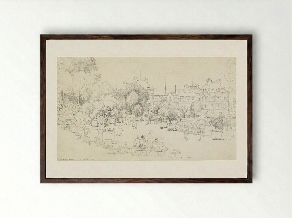 In the Luxembourg Gardens, Paris - Henry Edridge - Framed Print Dark Wood