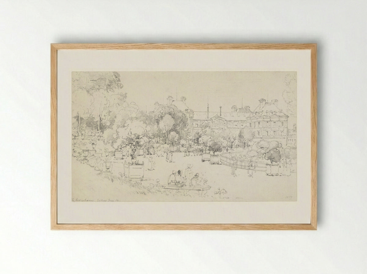 In the Luxembourg Gardens, Paris - Henry Edridge - Framed Print Wood