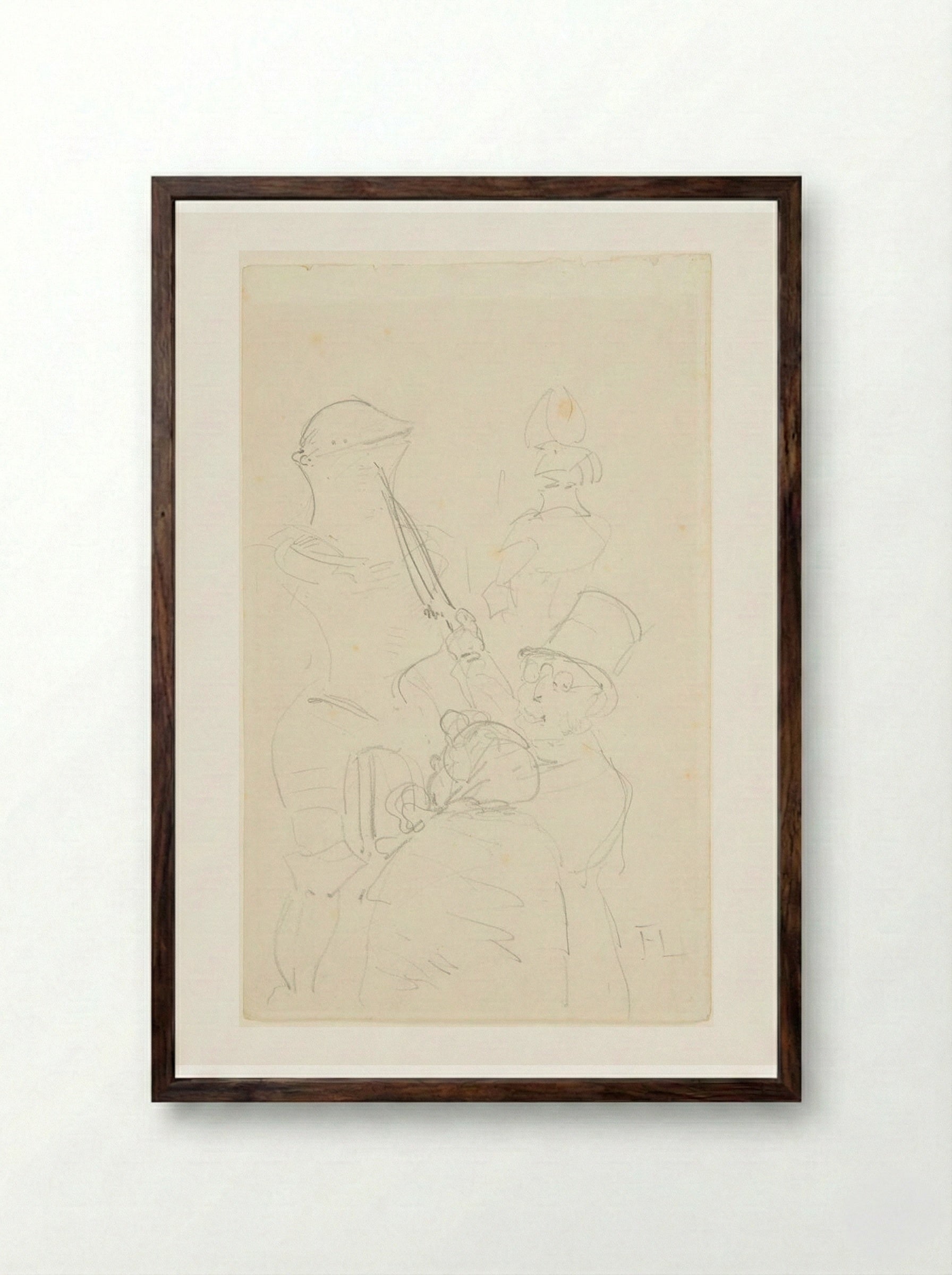 In the Museum - Henri de Toulouse-Lautrec - Framed Print Dark Wood