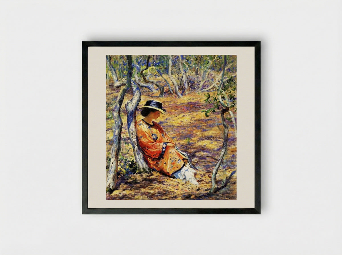 In the Oak Grove - Guy Rose - Framed Print Black