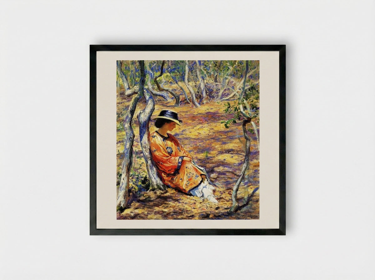 In the Oak Grove - Guy Rose - Framed Print Black