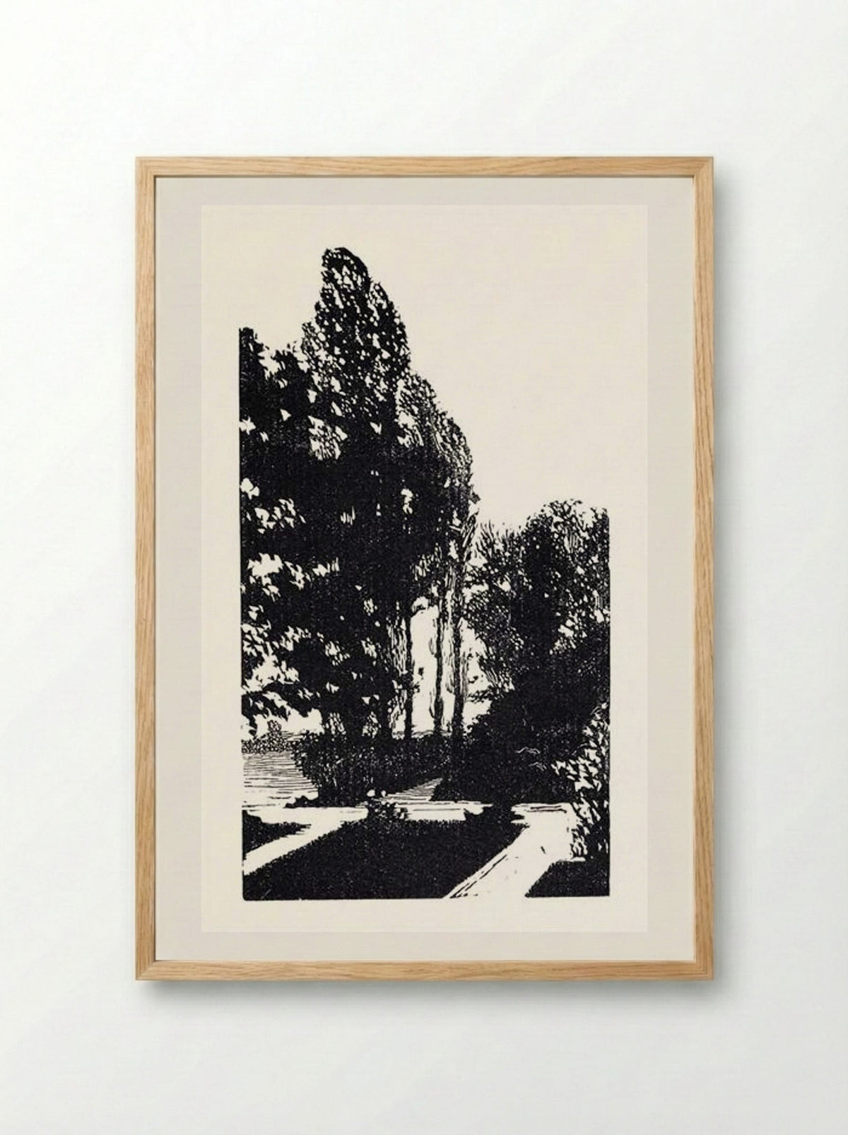 In the Park. Poplar Trees - Anna Ostroumova-Lebedeva - Framed Print Wood
