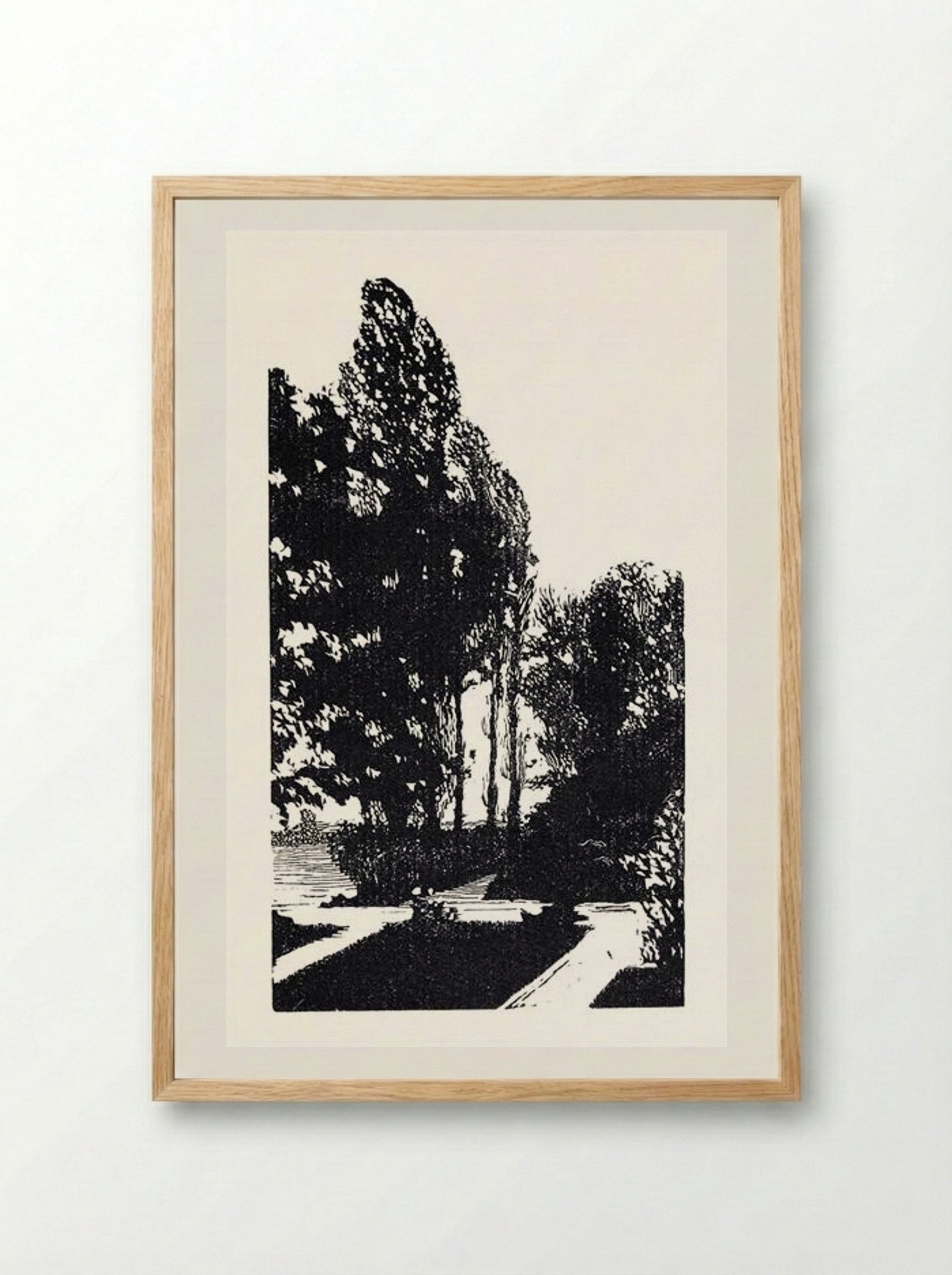 In the Park. Poplar Trees - Anna Ostroumova-Lebedeva - Framed Print Wood