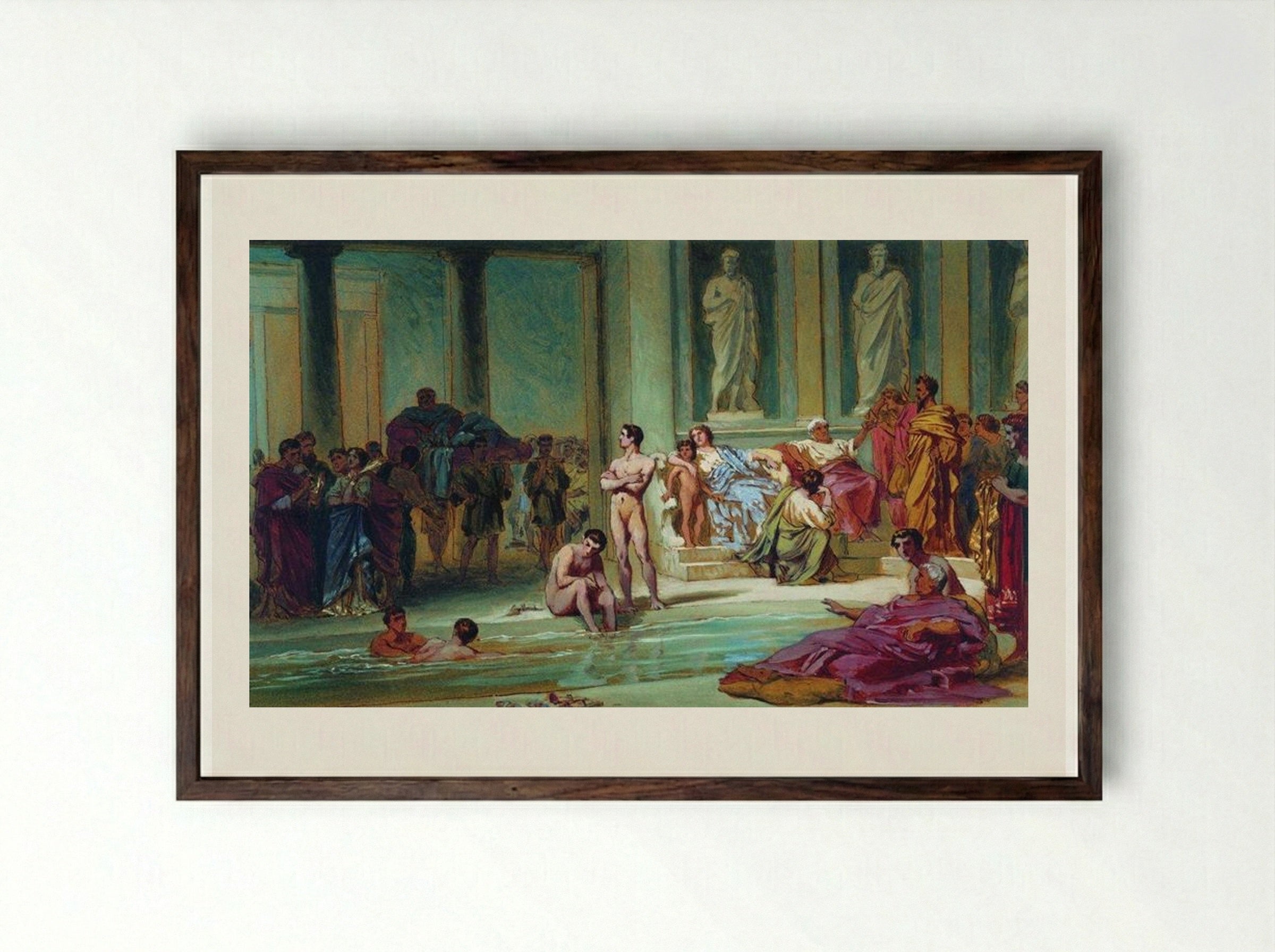 In the Roman Baths - Fyodor Bronnikov - Framed Print Dark Wood