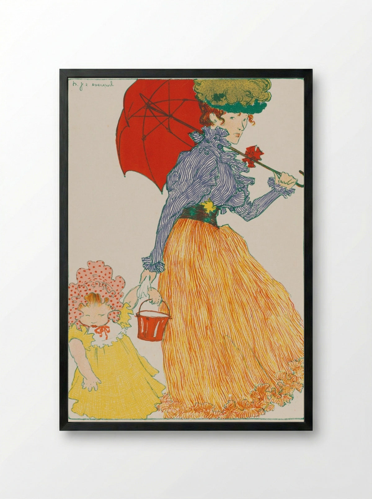 In the Square - Henri Evenepoel - Framed Print Black