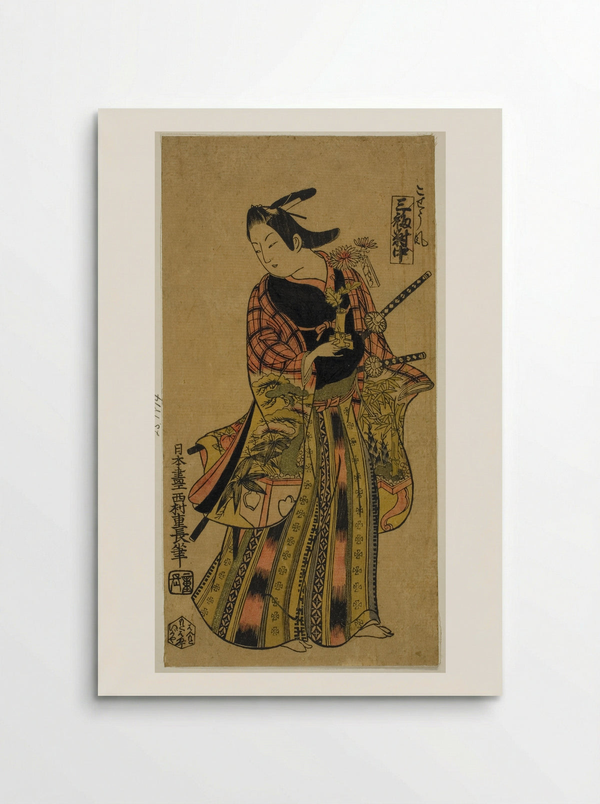 In the Style of a Page (Kosho fu), Center Sheet of Triptych (Sanpukutsui chu) - Nishimura Shigenaga - Poster
