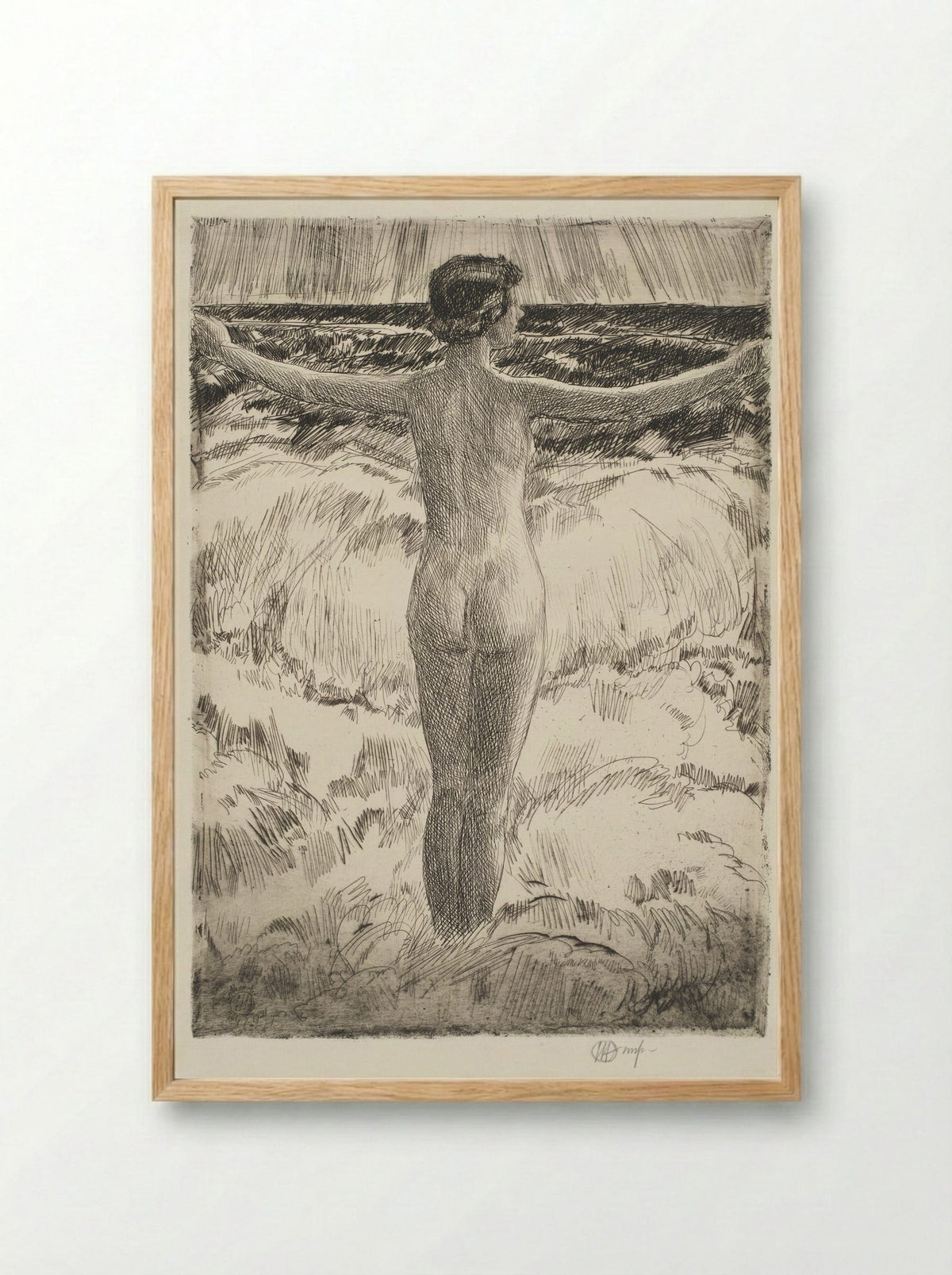 In the Surf in a Storm, Easthampton - Childe Hassam - Framed Print Wood