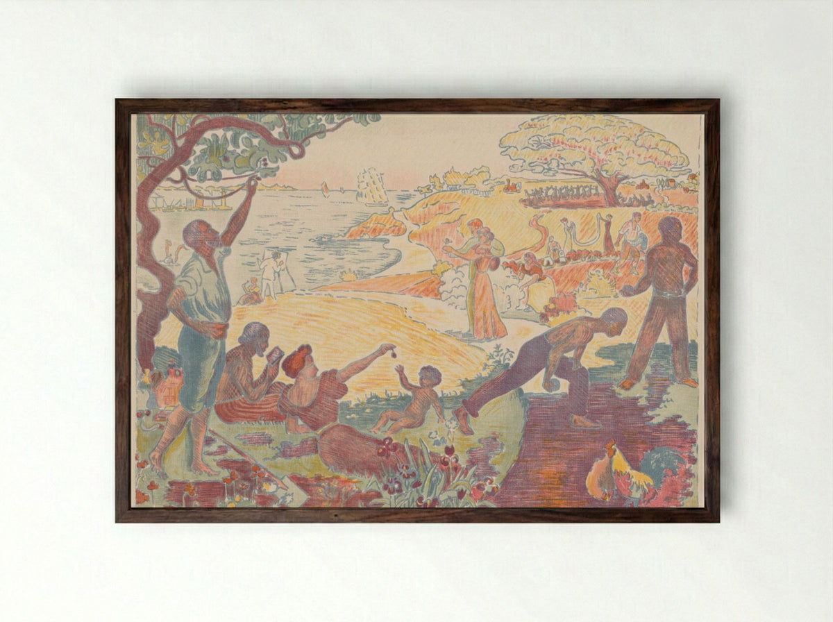 In the Time of Harmony - Paul Signac - Framed Print Dark Wood