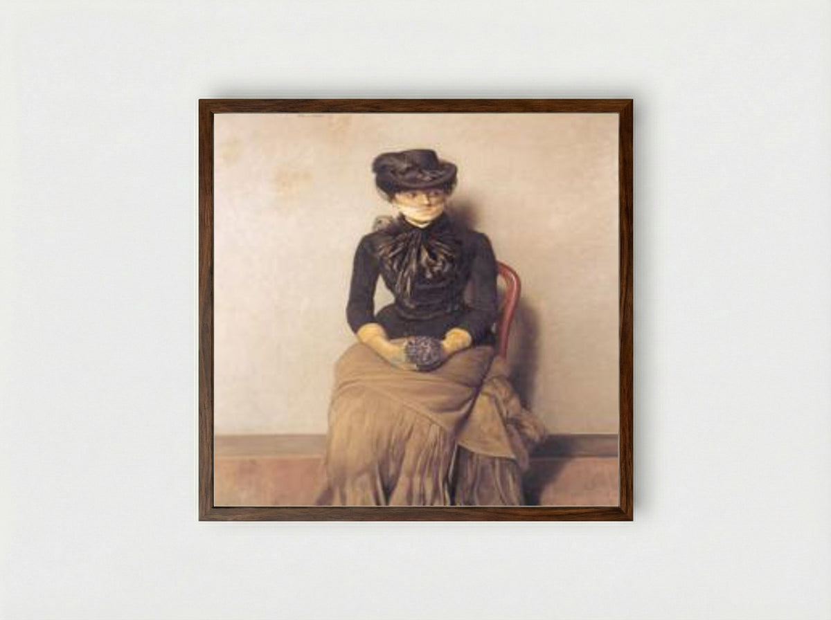 In the Waiting Room - Ivar Arosenius - Framed Print Dark Wood