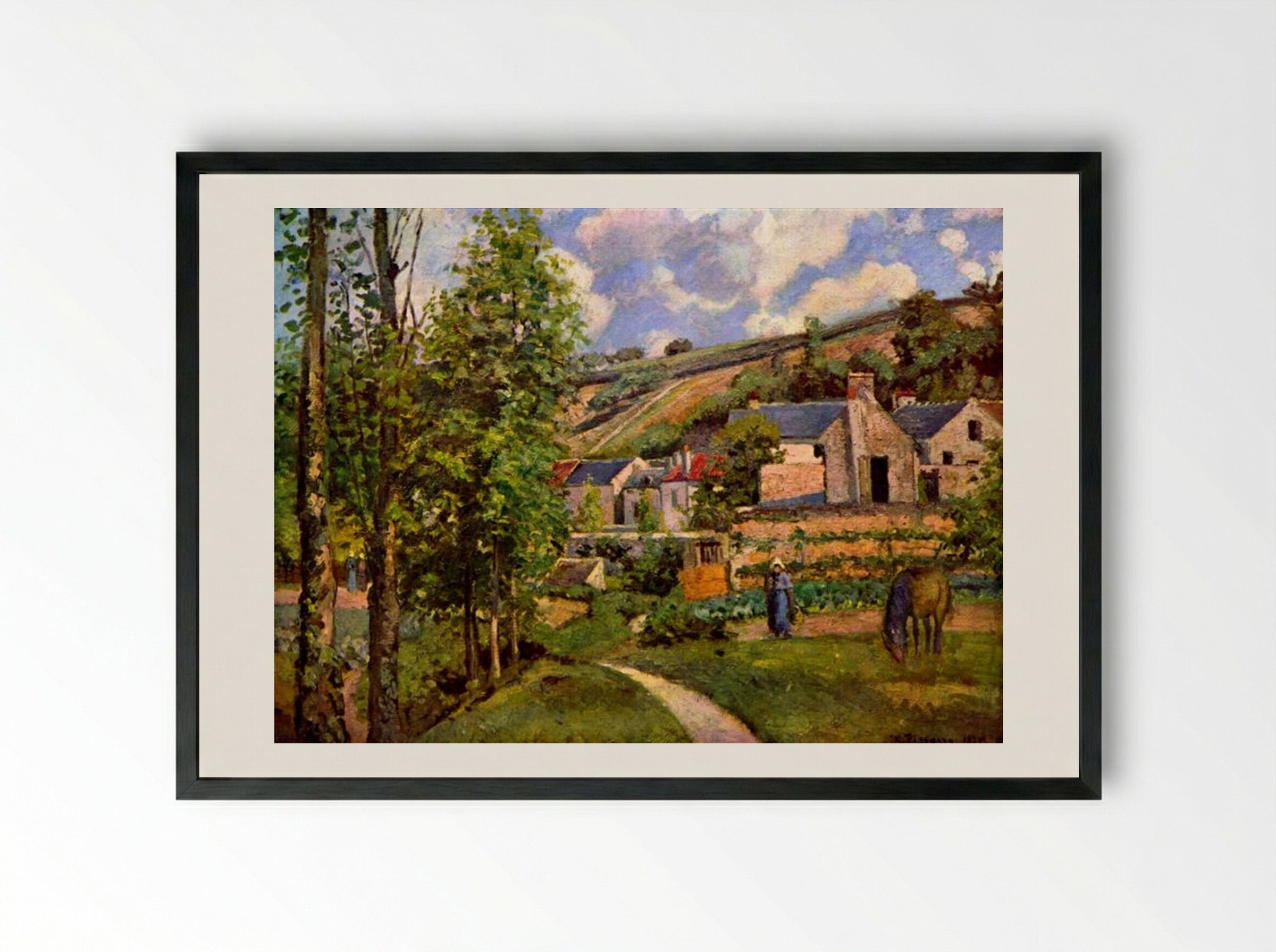 In the Woods at the Hermitage at Pontoise - Camille Pissarro - Framed Print Black