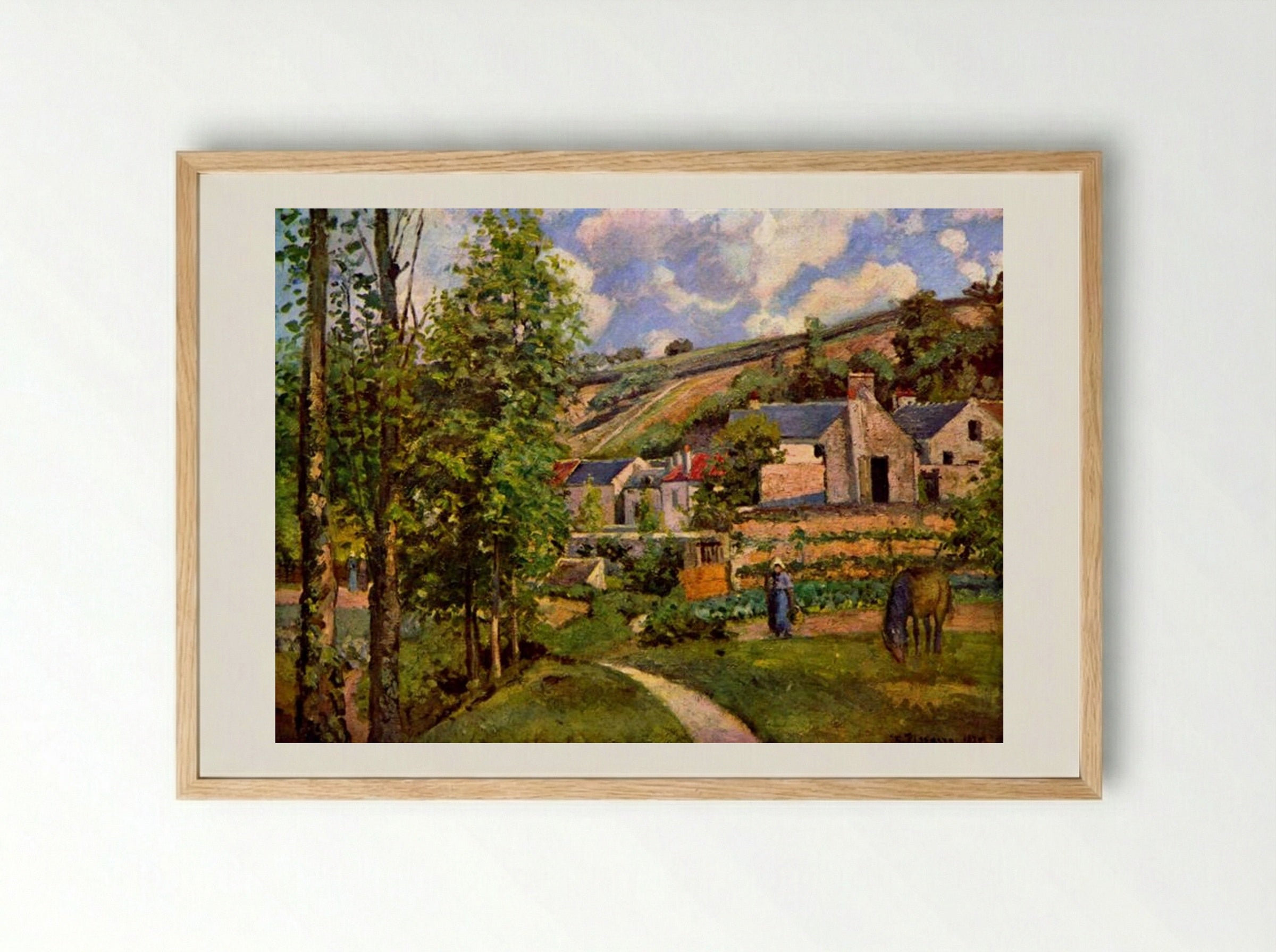 In the Woods at the Hermitage at Pontoise - Camille Pissarro - Framed Print Wood