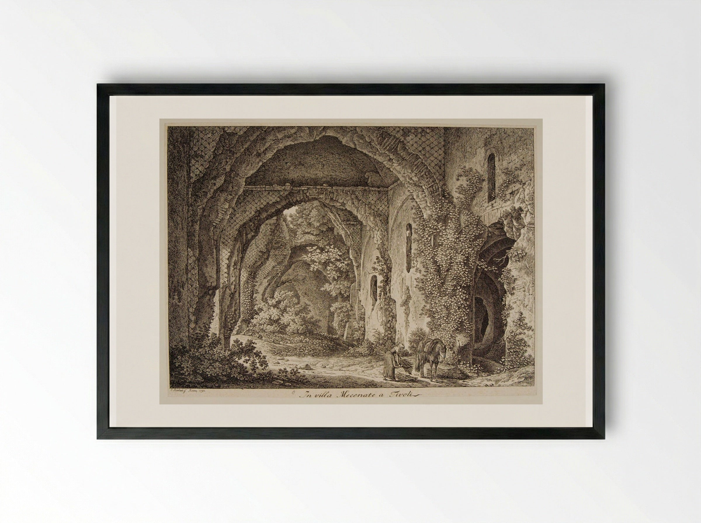 In villa Mecenate a Tivoli - Johann Christian Reinhart - Framed Print Black