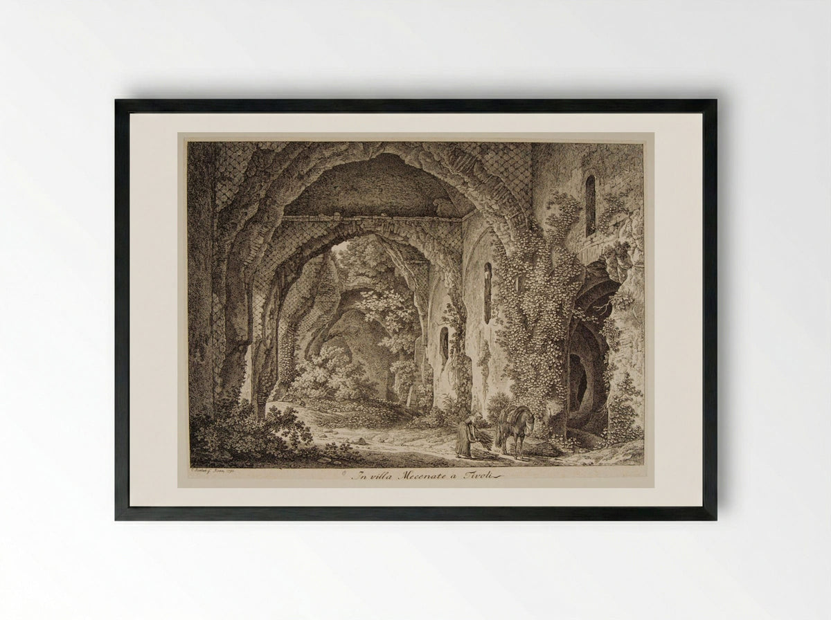In villa Mecenate a Tivoli - Johann Christian Reinhart - Framed Print Black