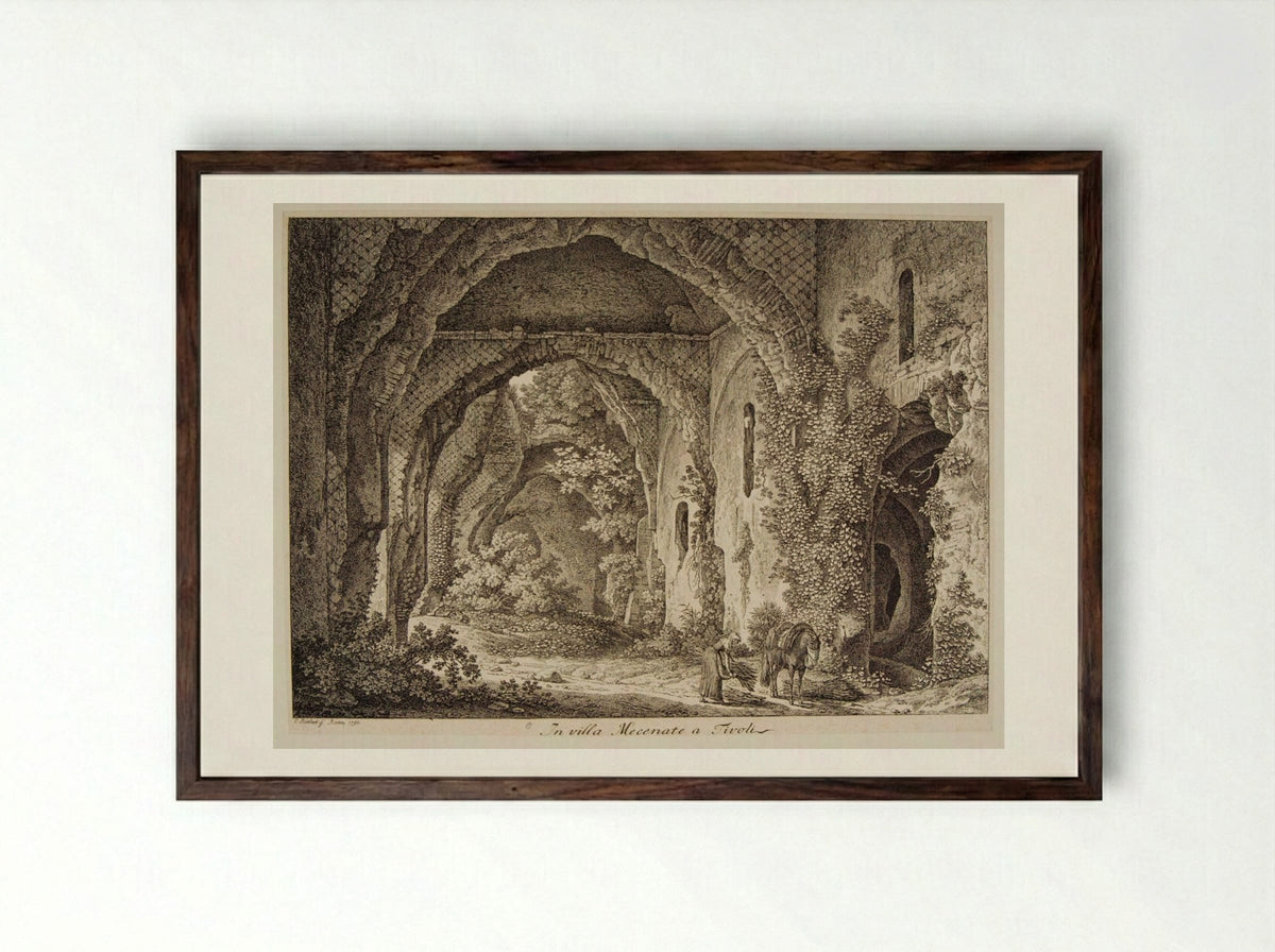 In villa Mecenate a Tivoli - Johann Christian Reinhart - Framed Print Dark Wood