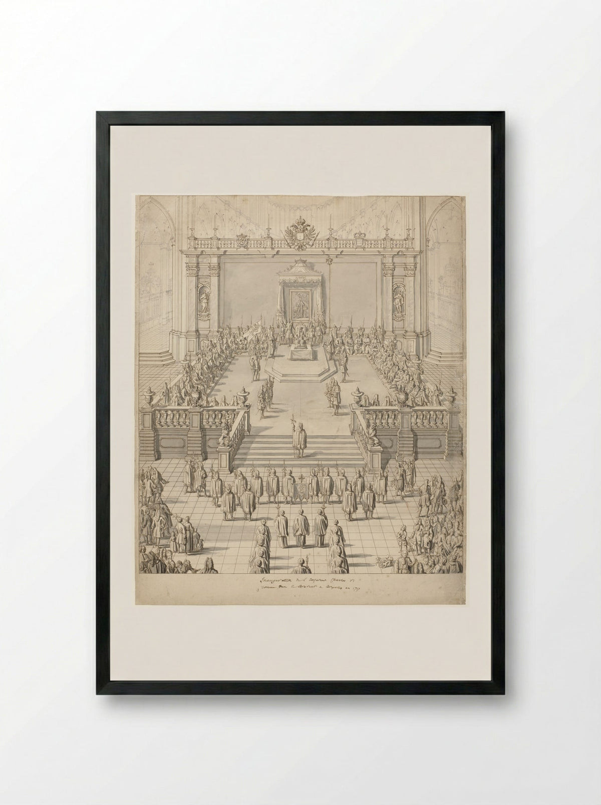 Inauguration of Emperor Charles VI in St Bavo's Cathedral, Ghent - Jacob Colin - Framed Print Black