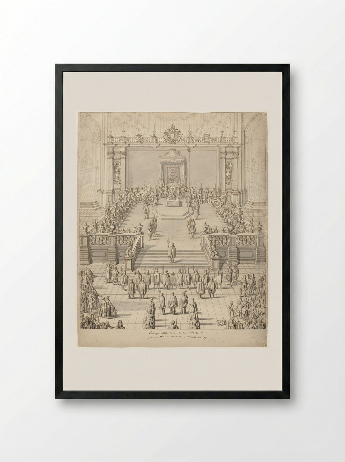 Inauguration of Emperor Charles VI in St Bavo's Cathedral, Ghent - Jacob Colin - Framed Print Black