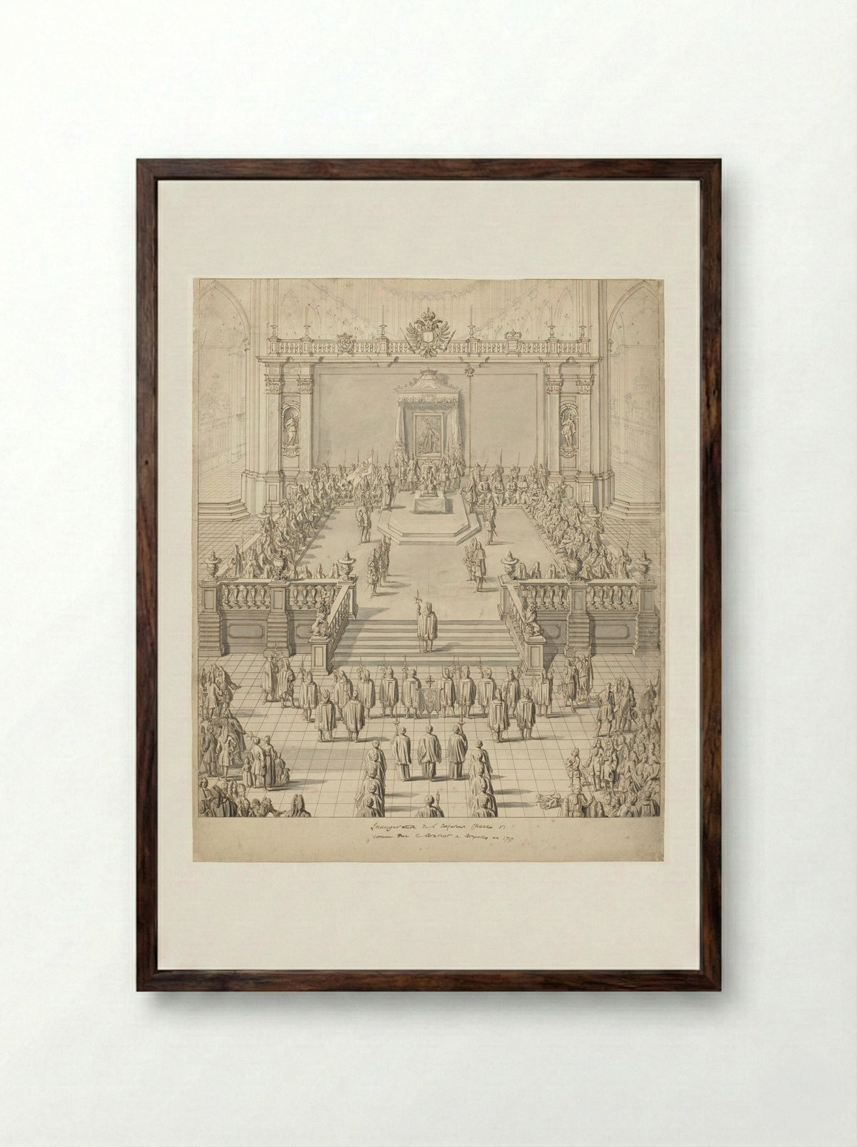 Inauguration of Emperor Charles VI in St Bavo's Cathedral, Ghent - Jacob Colin - Framed Print Dark Wood