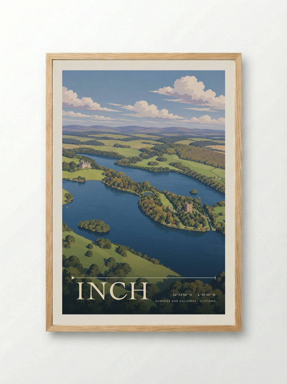 Inch, Dumfries and Galloway | Travel Poster - Framed Print Wood
