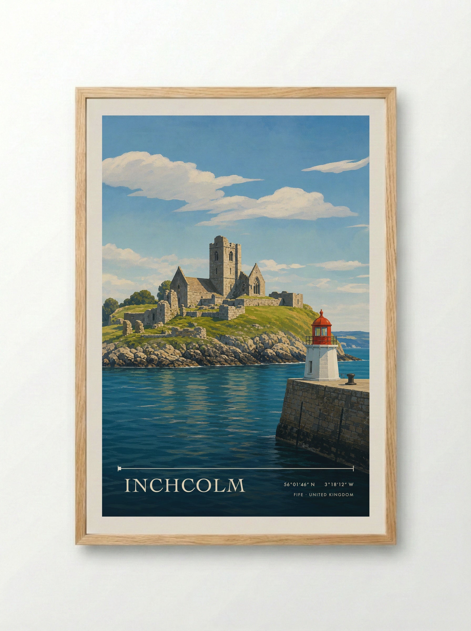 Inchcolm Fife United Kingdom Travel Poster - Framed Print Wood
