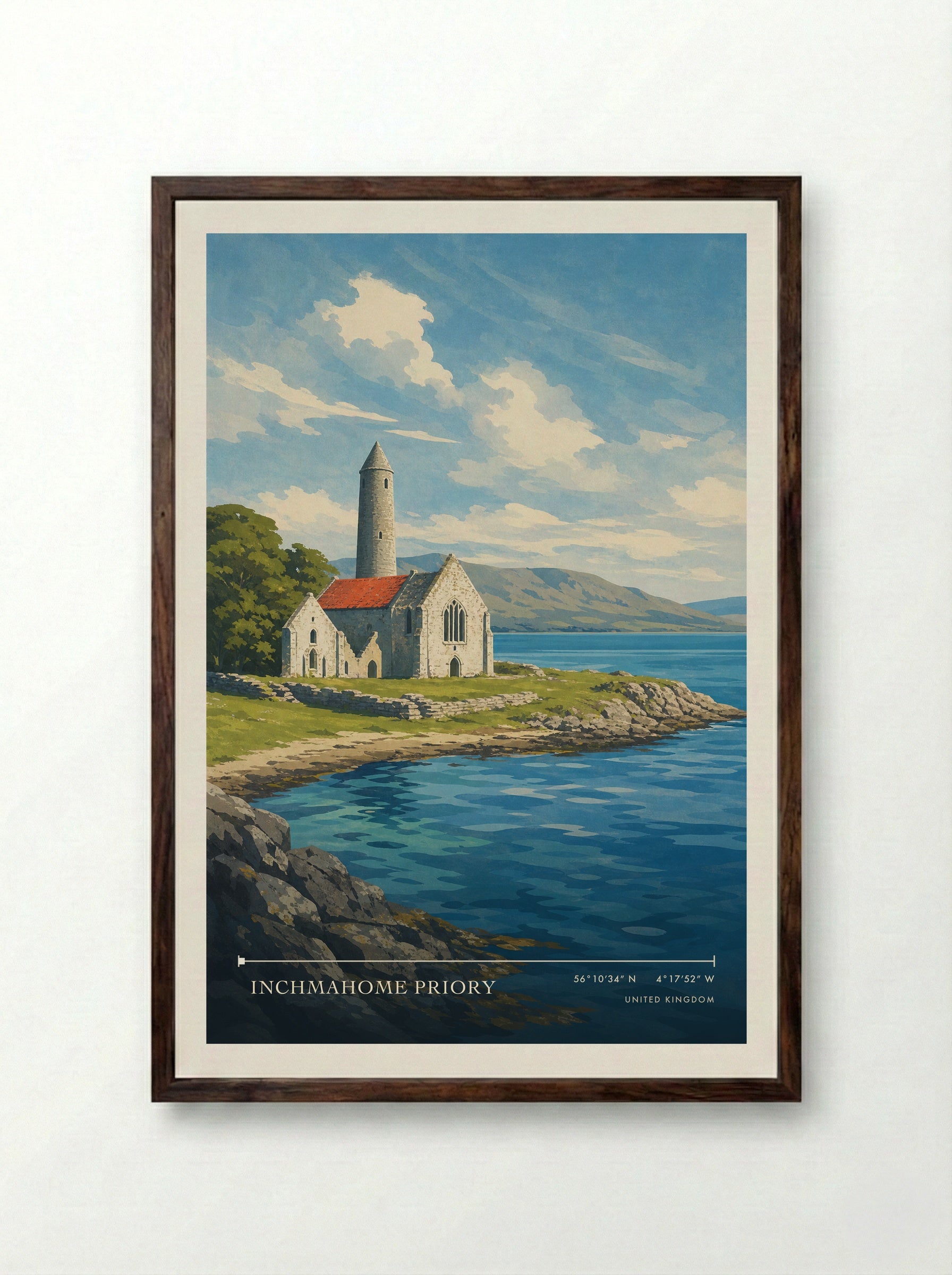 Inchmahome Priory United Kingdom Travel Poster - Framed Print Dark Wood