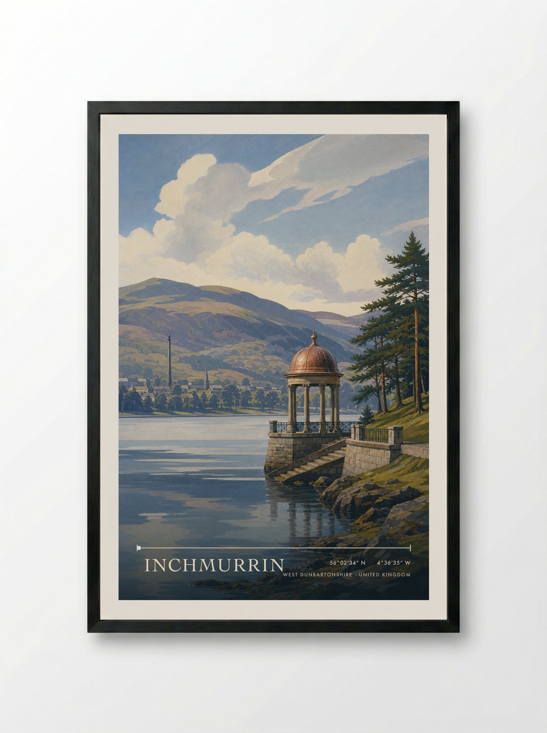 Inchmurrin West Dunbartonshire United Kingdom Travel Poster - Framed Print Black