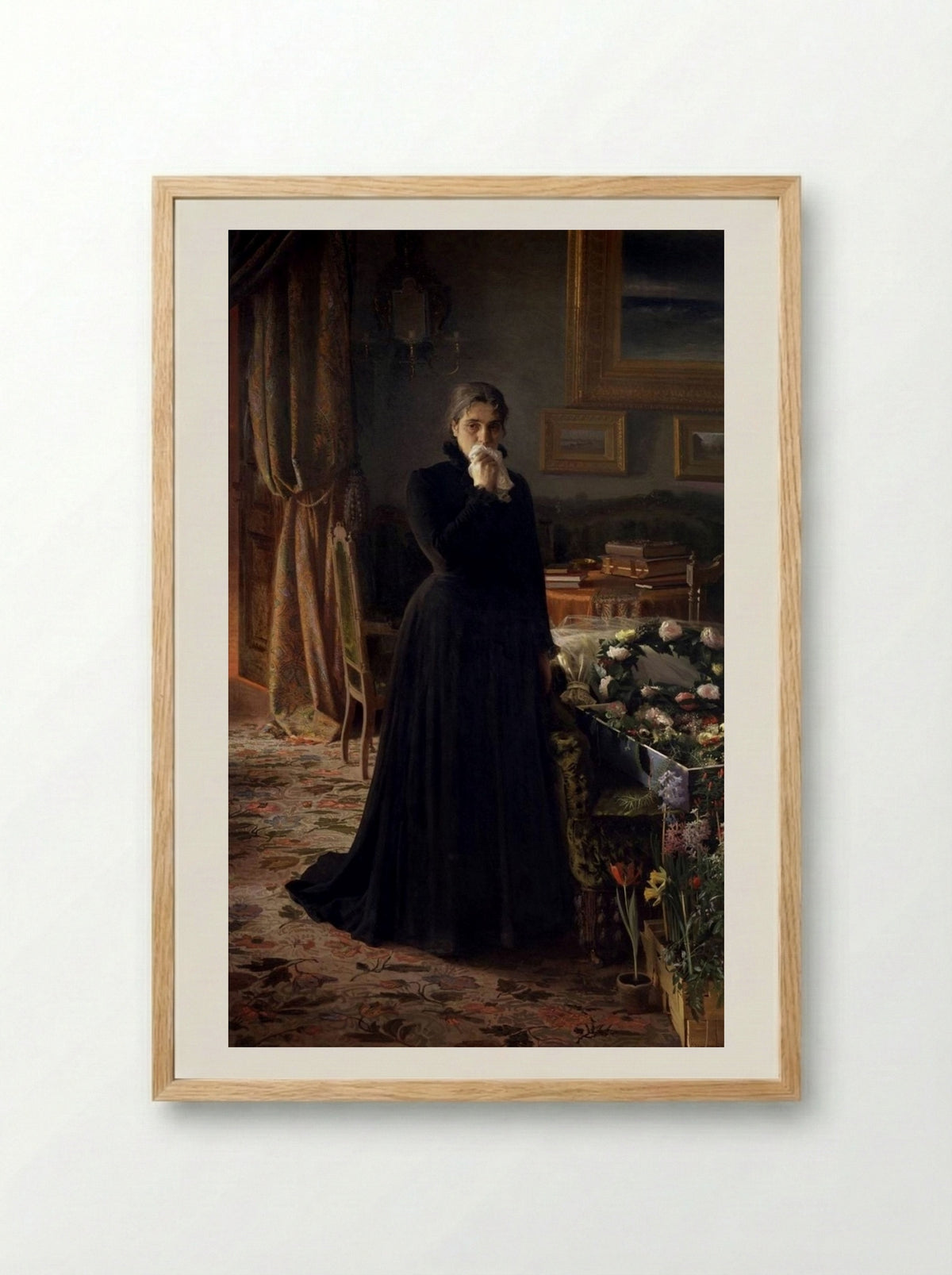 Inconsolable Grief - Ivan Kramskoy - Framed Print Wood