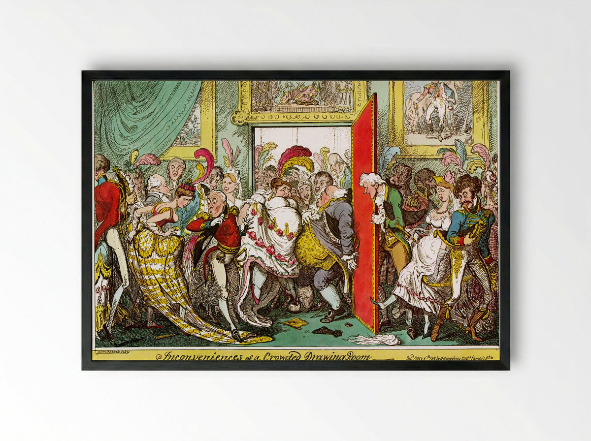 Inconvenience of a Crowded Drawing Room - George Cruikshank - Framed Print Black