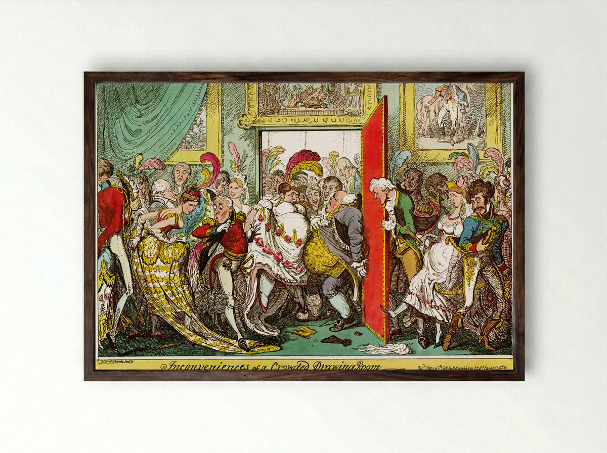 Inconvenience of a Crowded Drawing Room - George Cruikshank - Framed Print Dark Wood