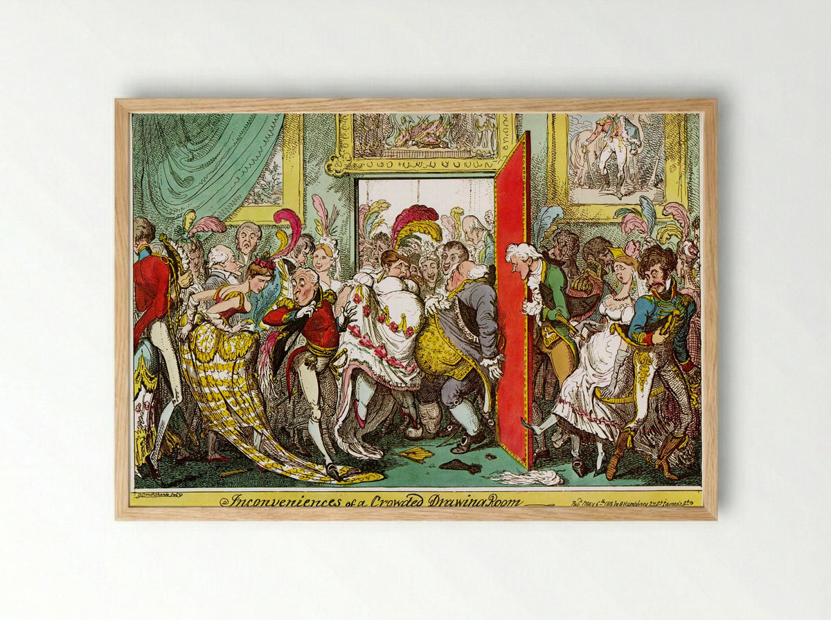 Inconvenience of a Crowded Drawing Room - George Cruikshank - Framed Print Wood