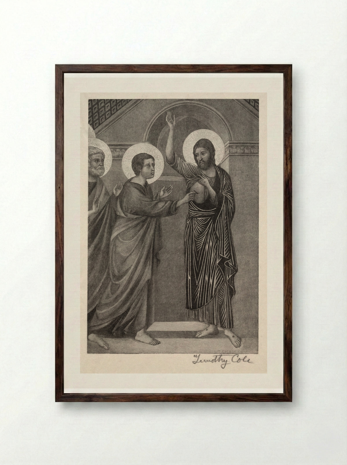 Incredulity of Saint Thomas - Timothy Cole - Framed Print Dark Wood
