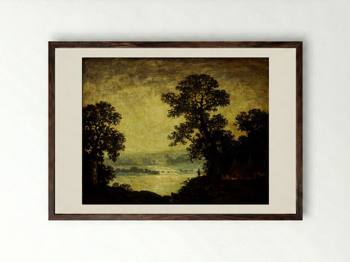 Indian Encampment - Ralph Albert Blakelock - Framed Print Dark Wood