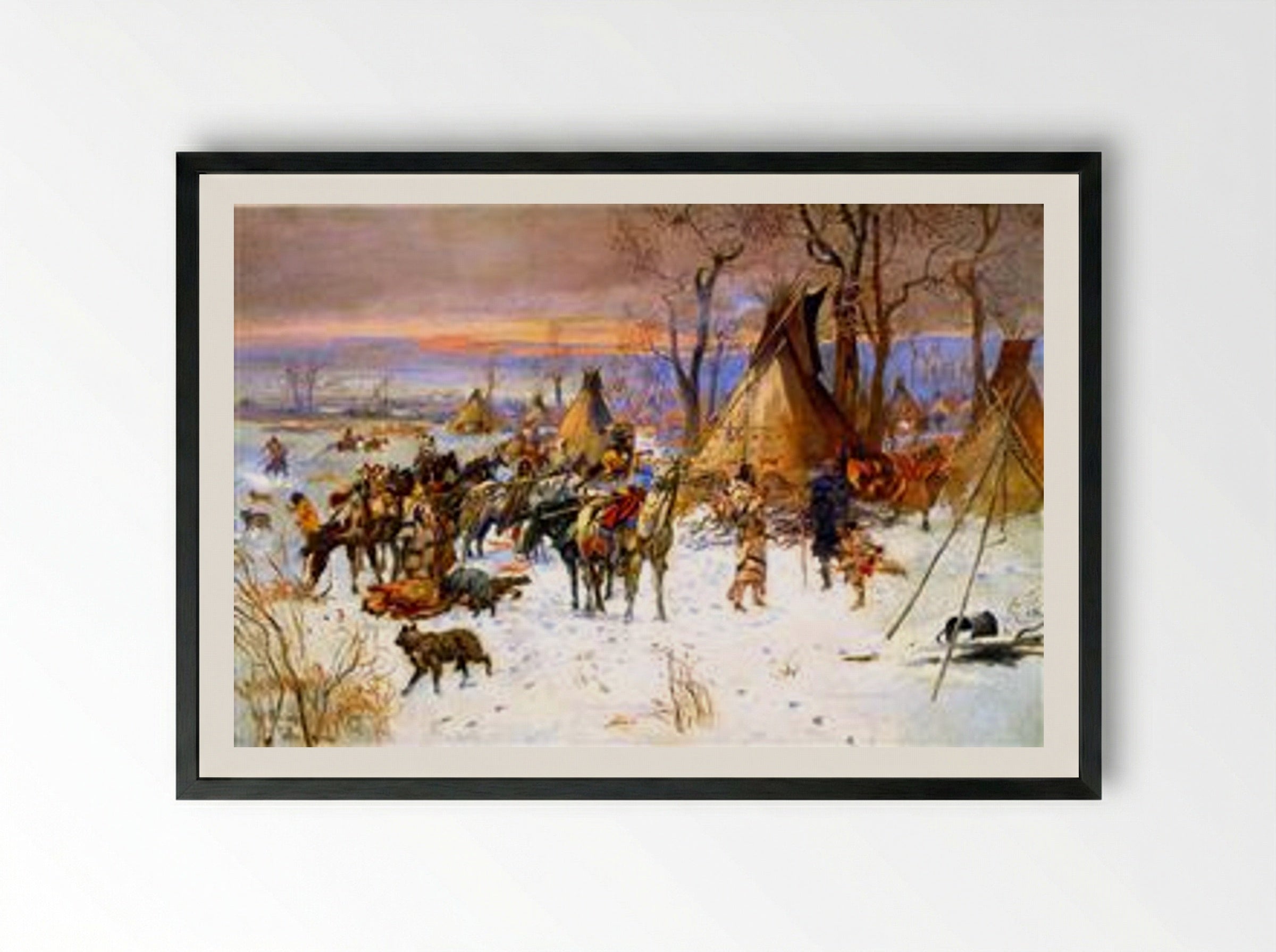 Indian Hunters' Return - Charles M. Russell - Framed Print Black