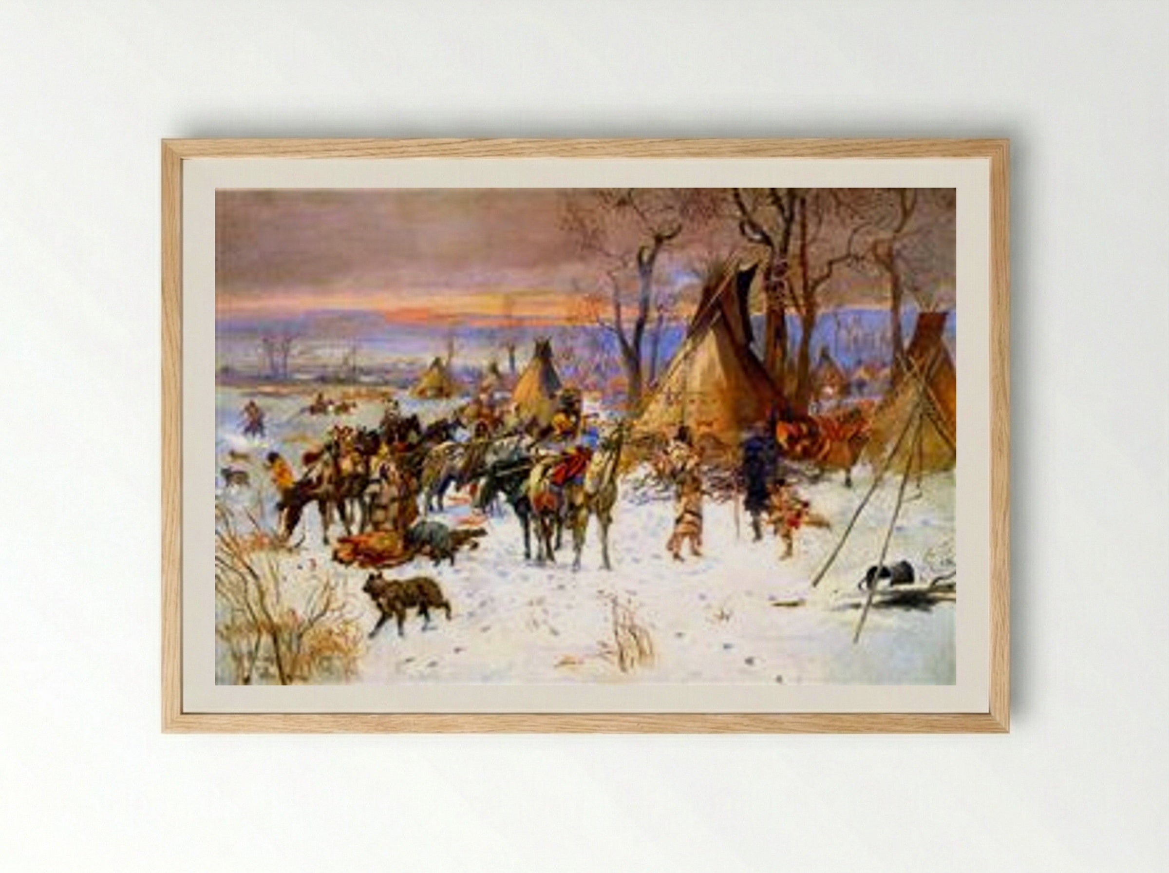 Indian Hunters' Return - Charles M. Russell - Framed Print Wood