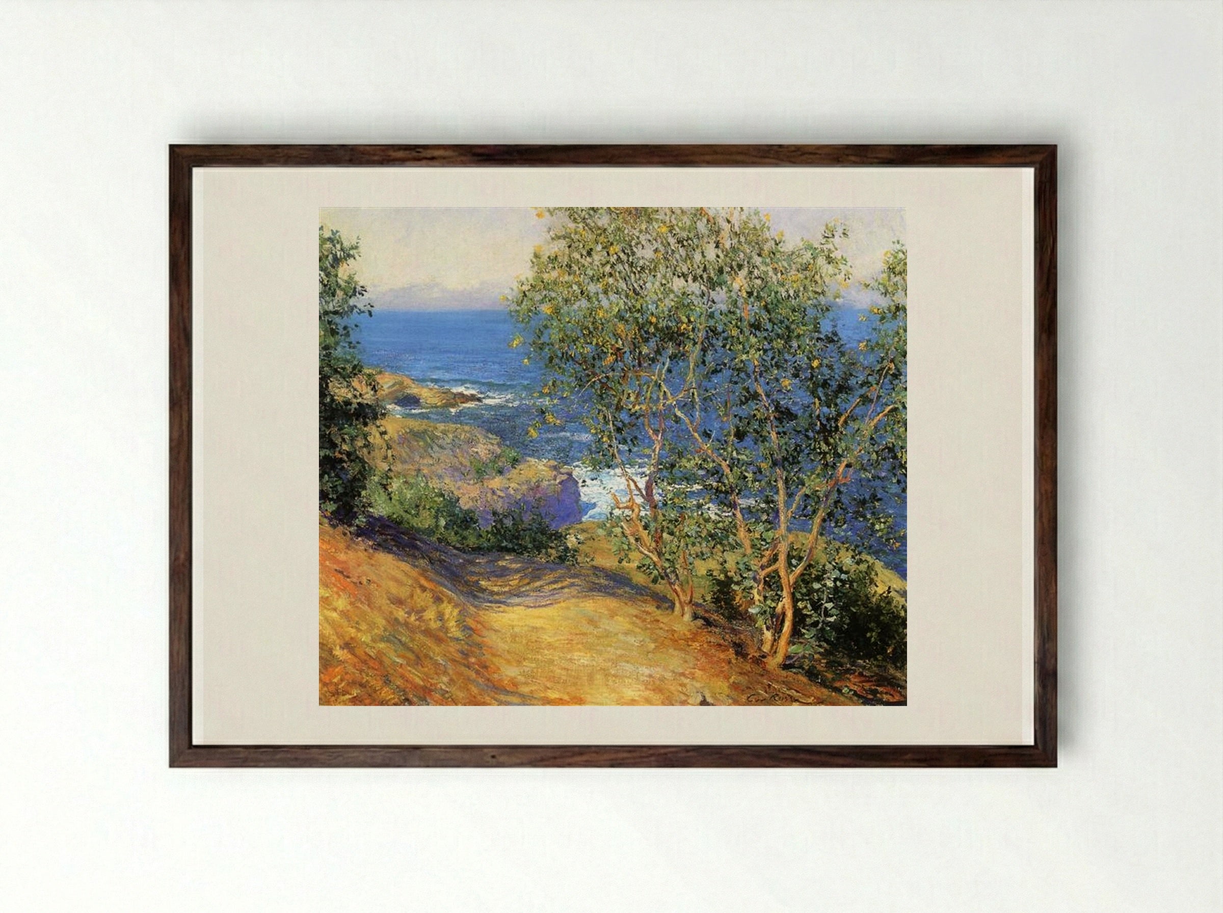 Indian Tobacco Trees, La Jolla - Guy Rose - Framed Print Dark Wood
