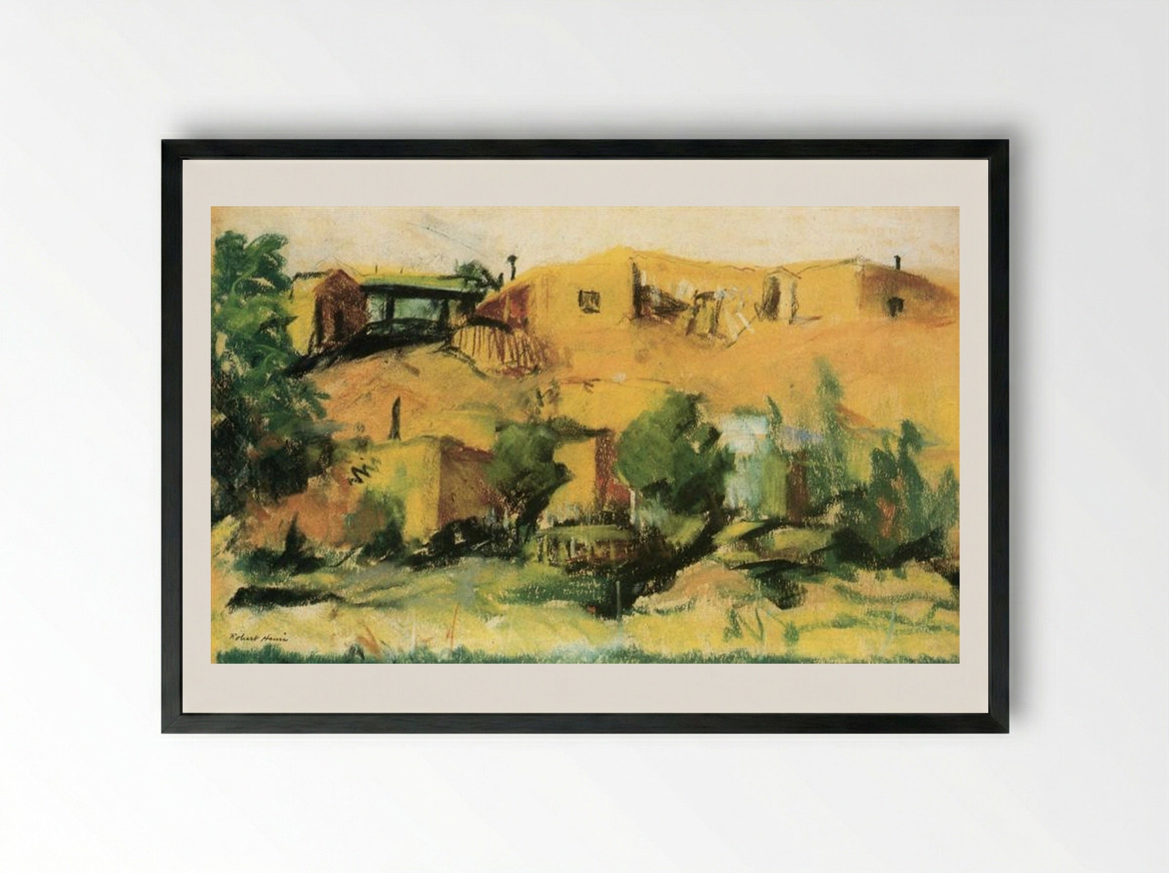 Indian Village - Robert Henri - Framed Print Black