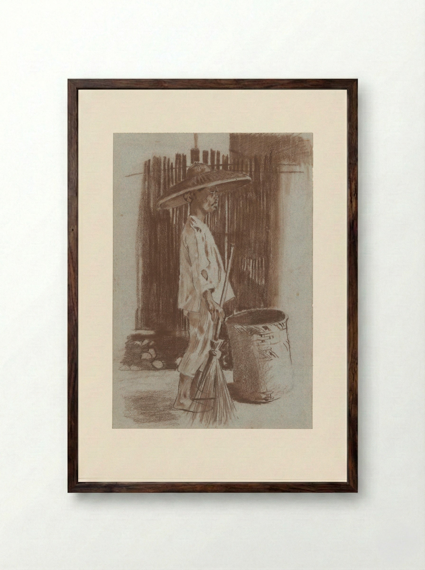 Indonesische straatveger - Willem Witsen - Framed Print Dark Wood