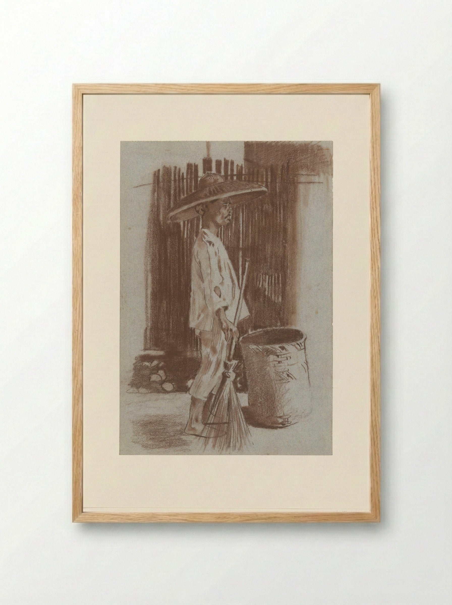 Indonesische straatveger - Willem Witsen - Framed Print Wood