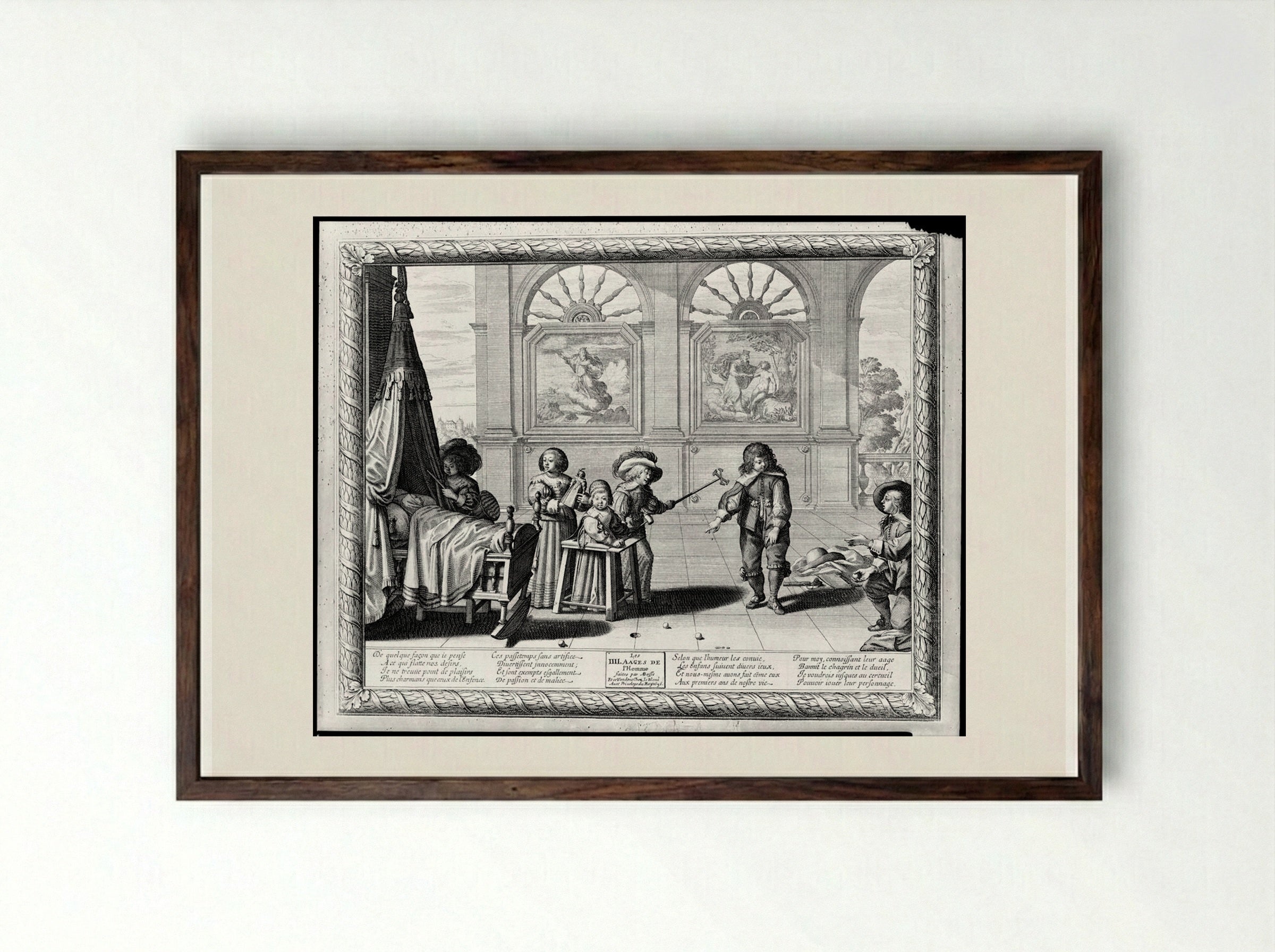 Infancy - Abraham Bosse - Framed Print Dark Wood