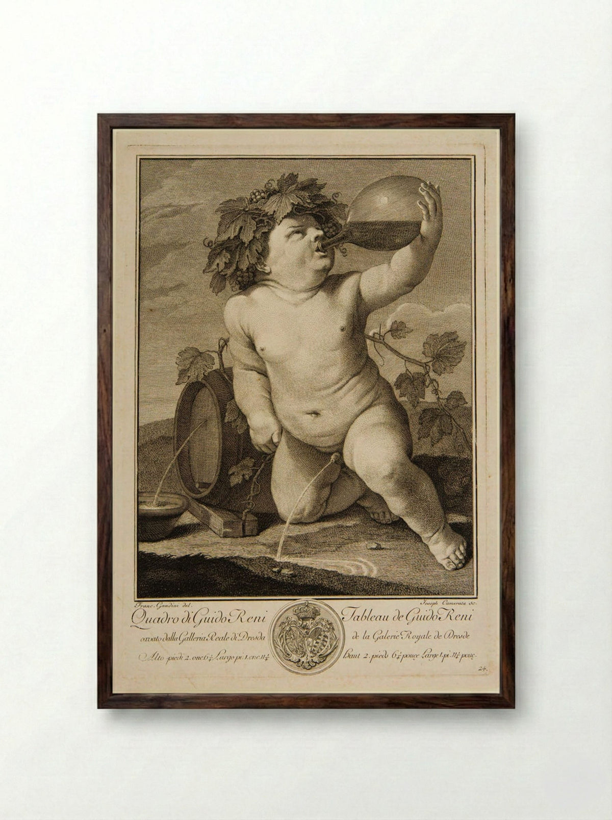 Infant Bacchus - Giuseppe Camerata - Framed Print Dark Wood