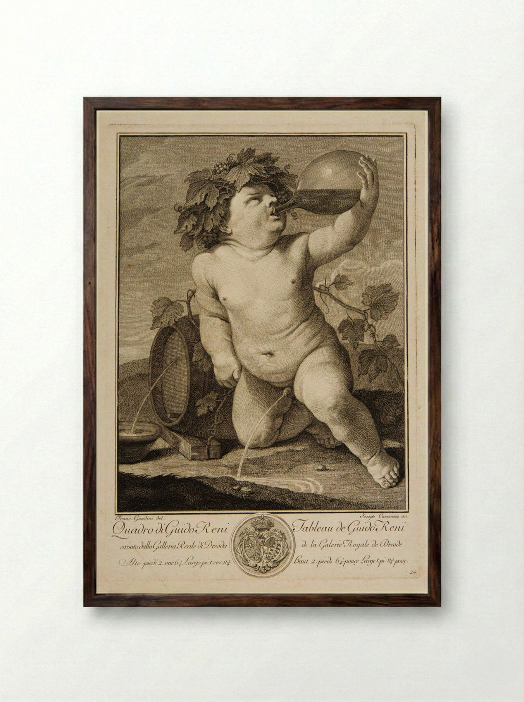 Infant Bacchus - Giuseppe Camerata - Framed Print Dark Wood