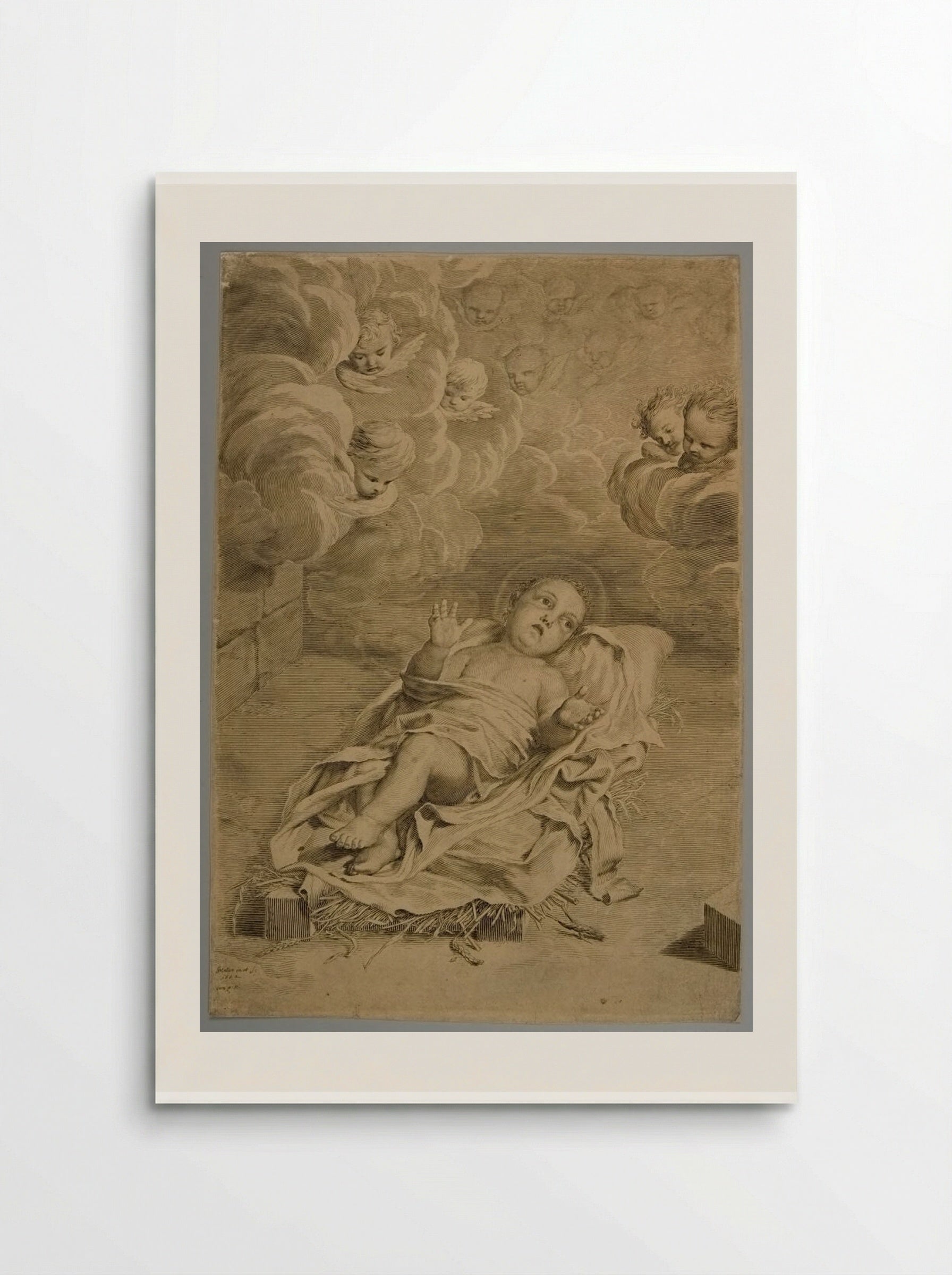 Infant Christ Lying on a Bed of Straw - Claude Mellan - Poster