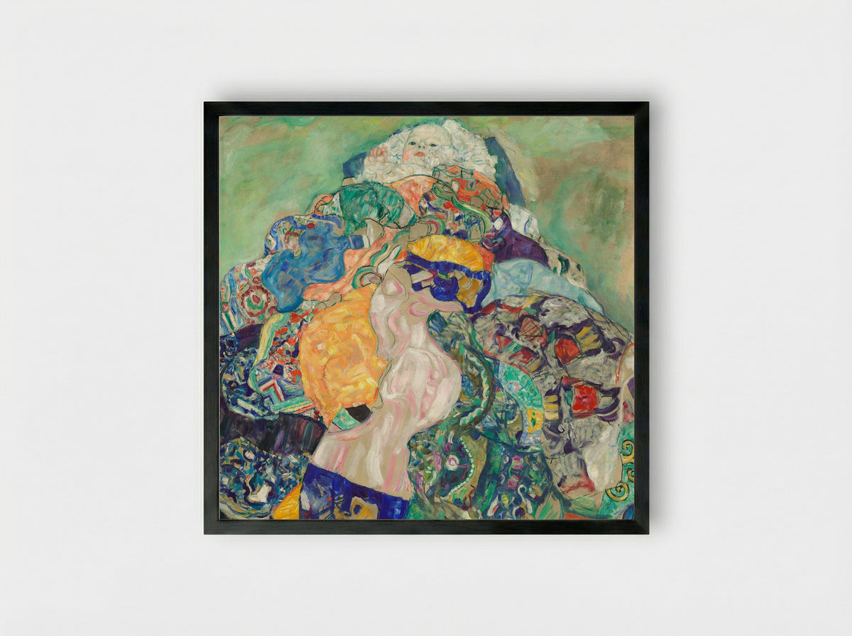 Infant (Die Wiege) - Gustav Klimt - Framed Print Black