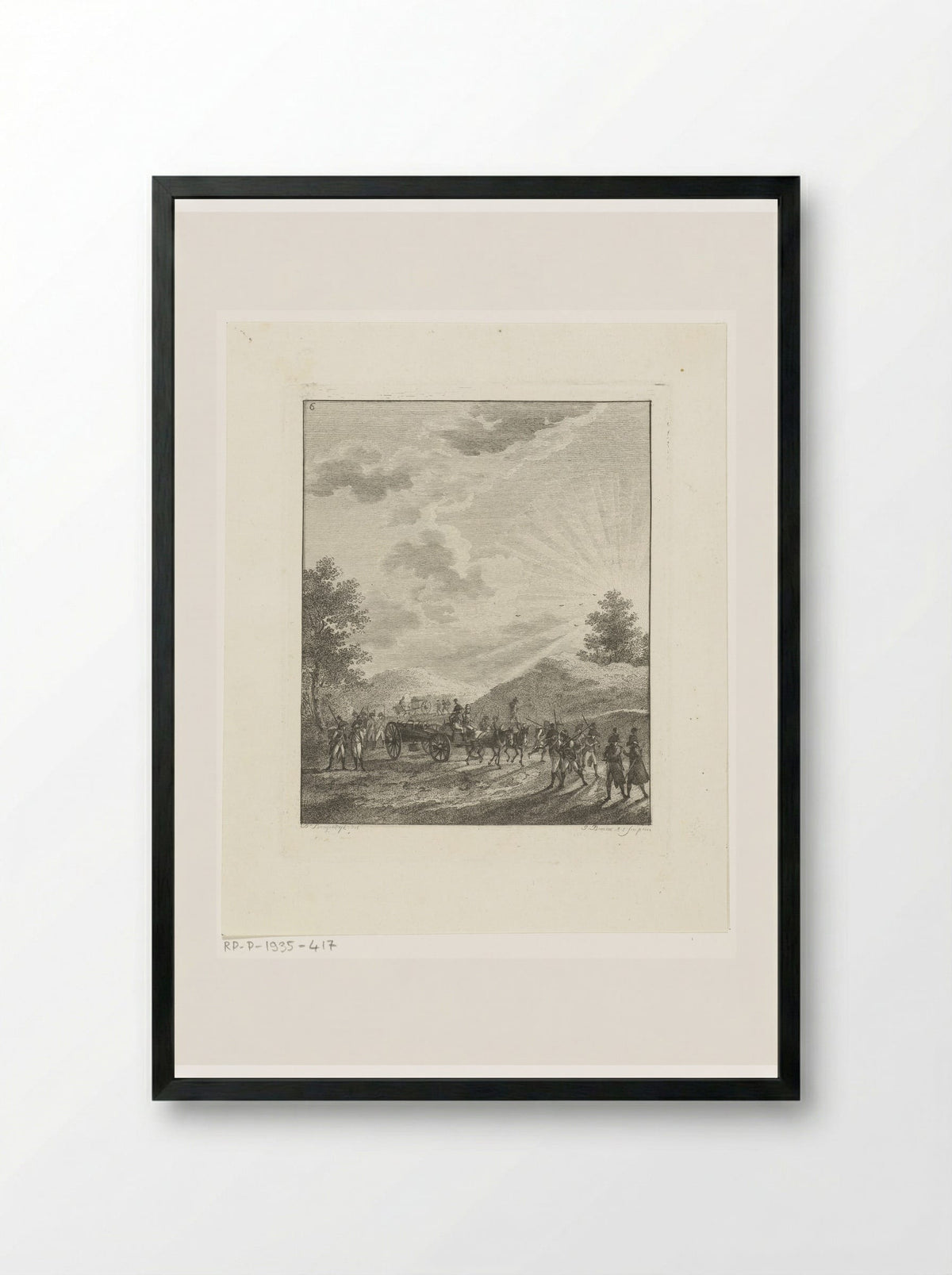 Infanteristen in een zonovergoten landschap - Joannes Bemme - Framed Print Black