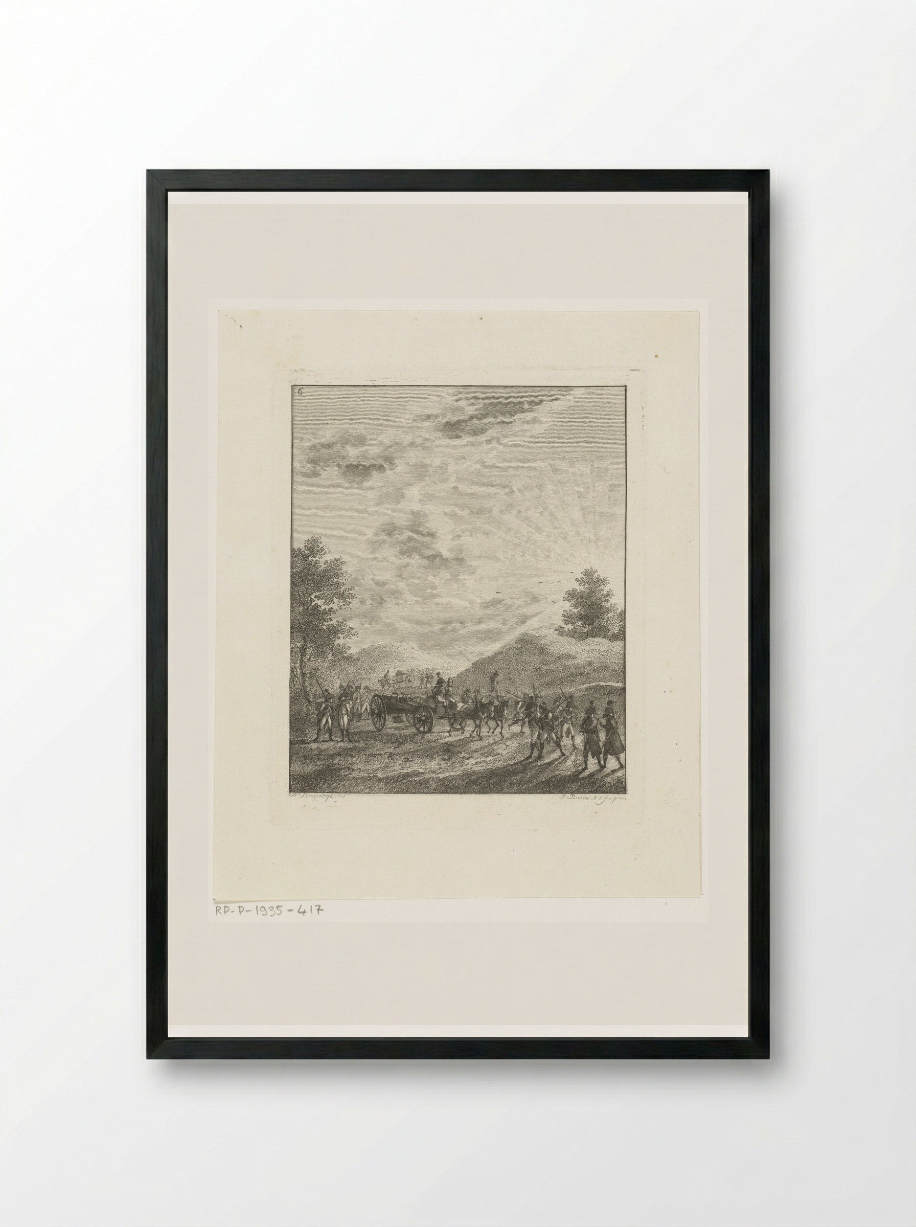 Infanteristen in een zonovergoten landschap - Joannes Bemme - Framed Print Black