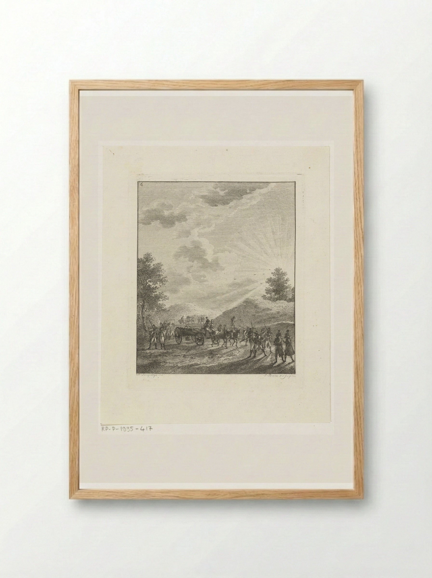 Infanteristen in een zonovergoten landschap - Joannes Bemme - Framed Print Wood