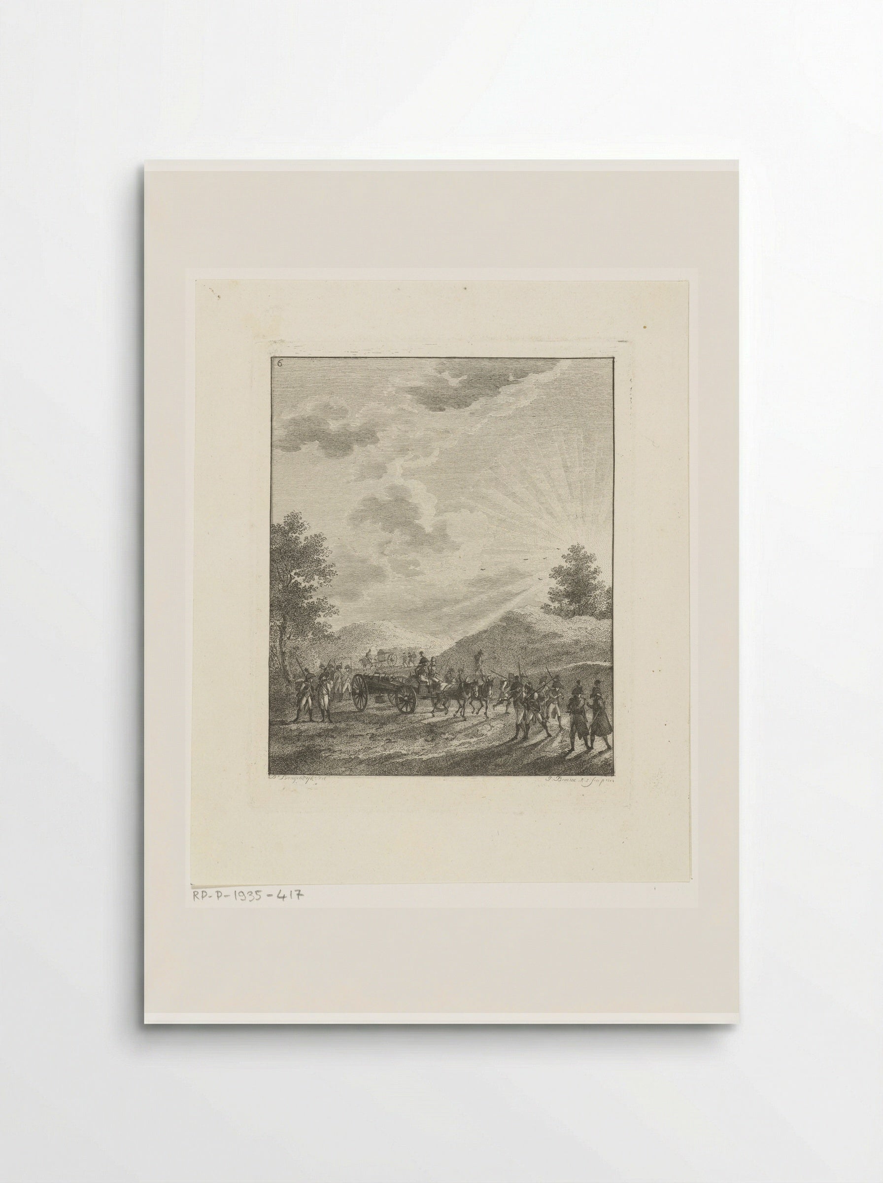 Infanteristen in een zonovergoten landschap - Joannes Bemme - Poster