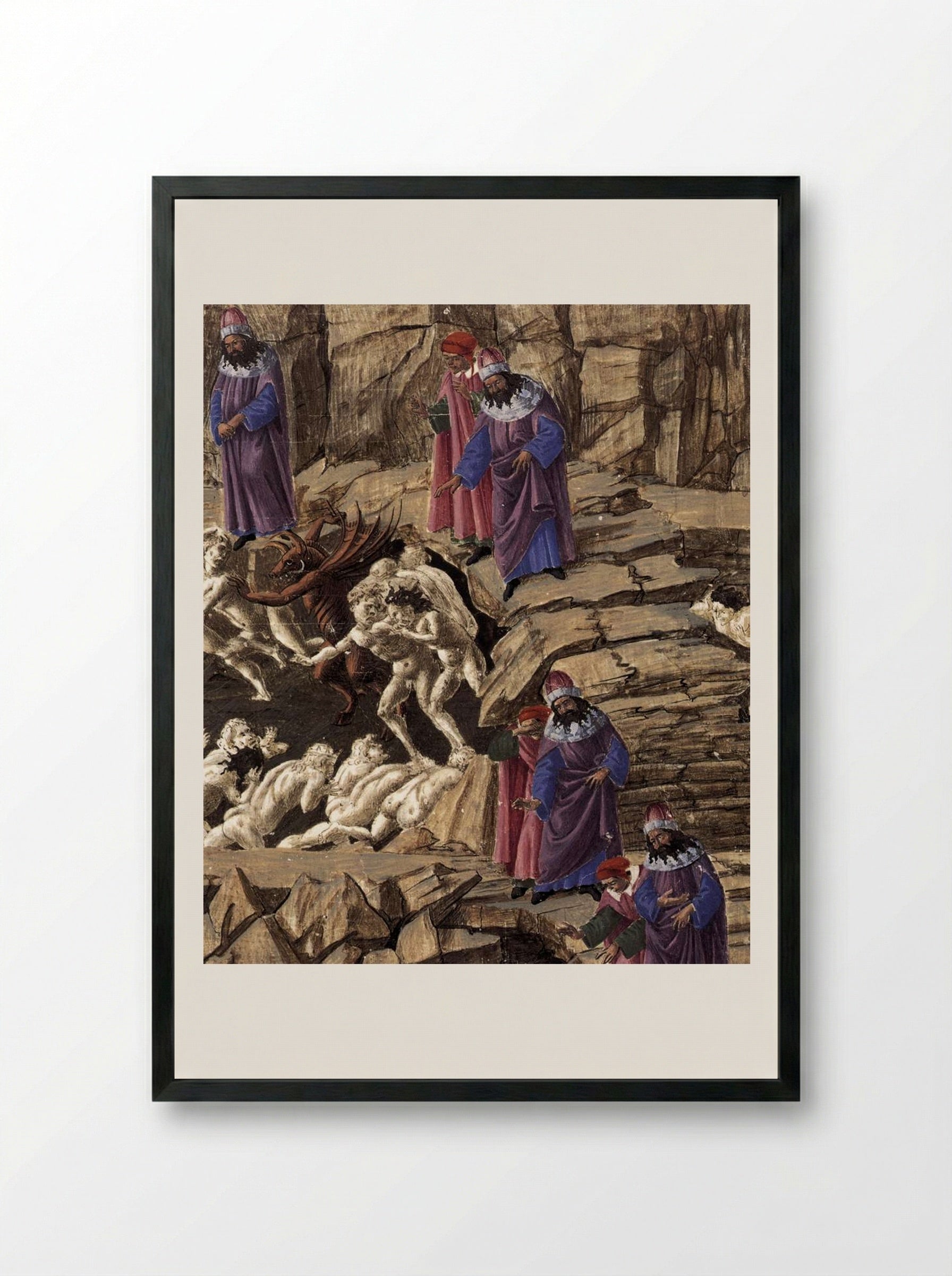Inferno, Canto XVIII - Sandro Botticelli - Framed Print Black