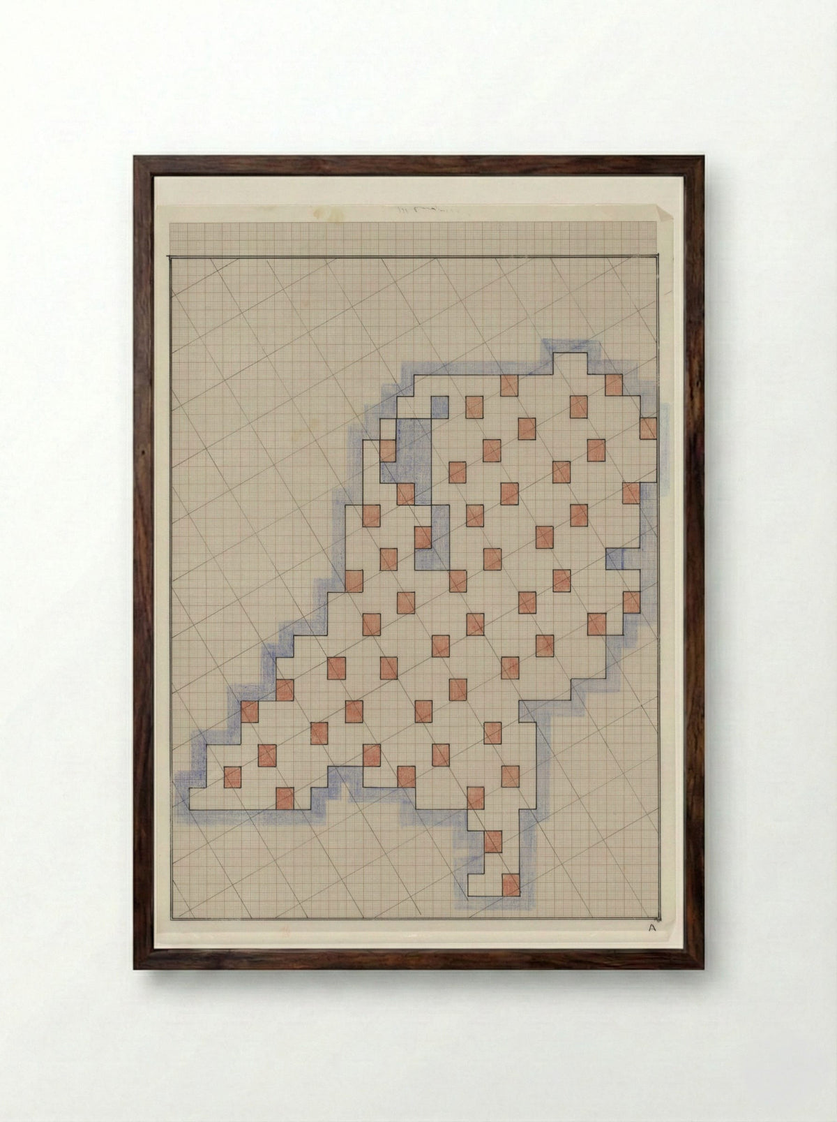 Ingekleurde tekening van Nederland op doorzichtig papier A - Reinjan Mulder - Framed Print Dark Wood