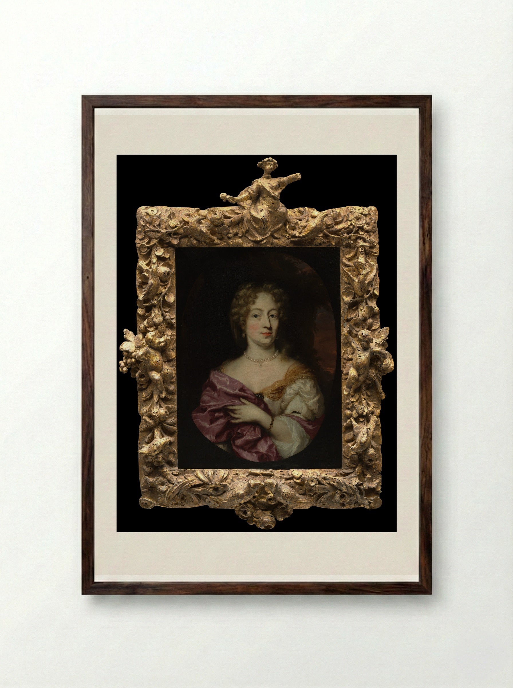 Ingena Rotterdam, Betrothed of Admiral Jacob Binkes - Nicolaes Maes - Framed Print Dark Wood