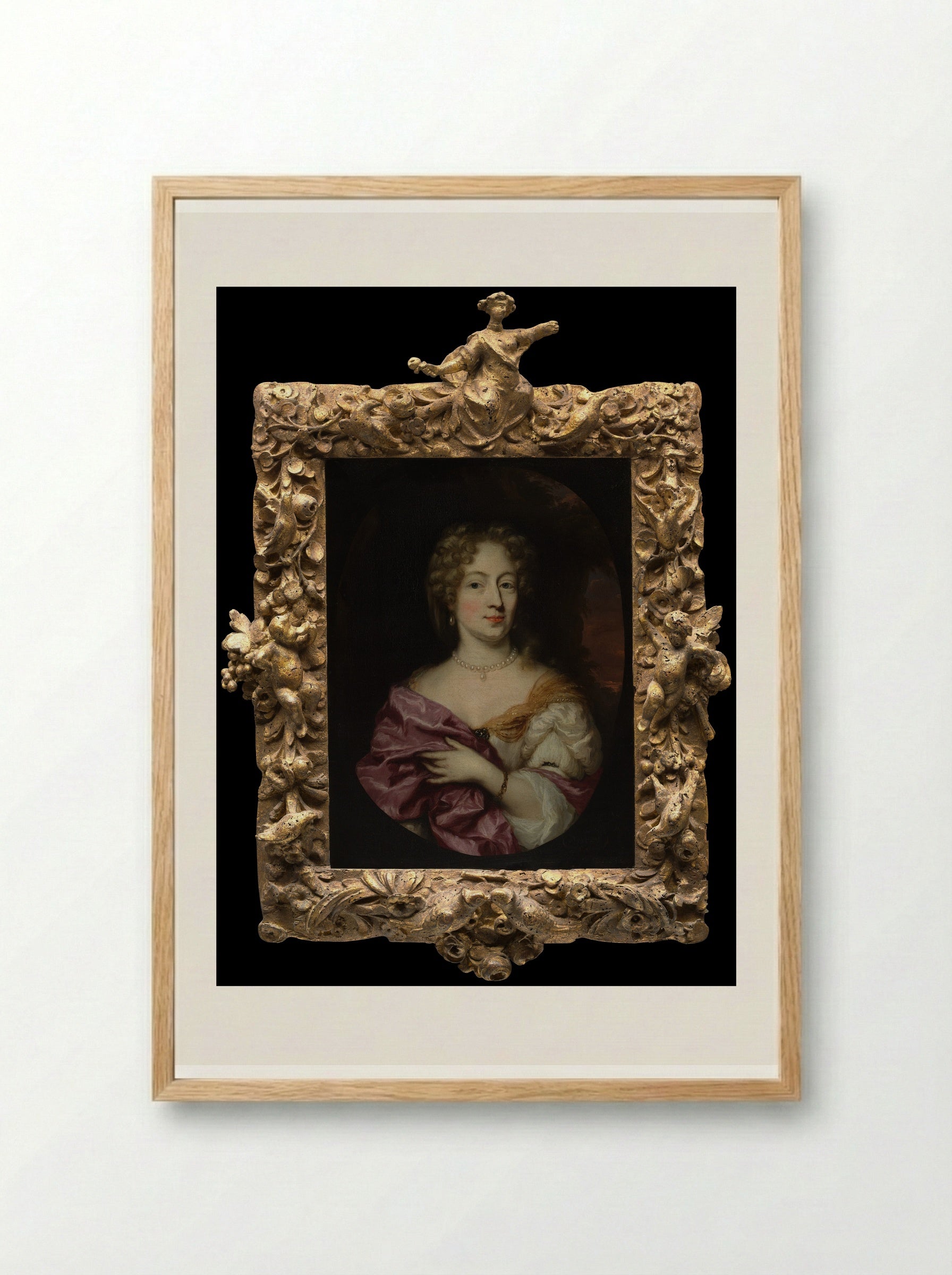 Ingena Rotterdam, Betrothed of Admiral Jacob Binkes - Nicolaes Maes - Framed Print Wood